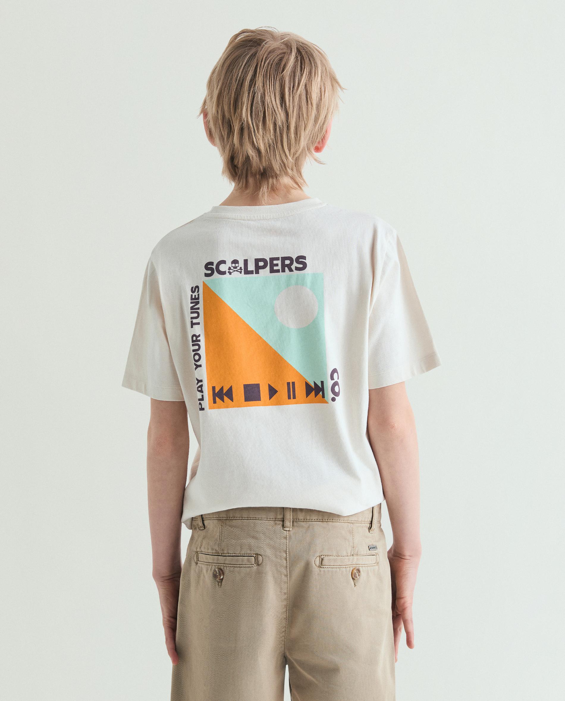 T-shirt Infantil de Manga Curta com Print Posterior Scalpers Branco-2