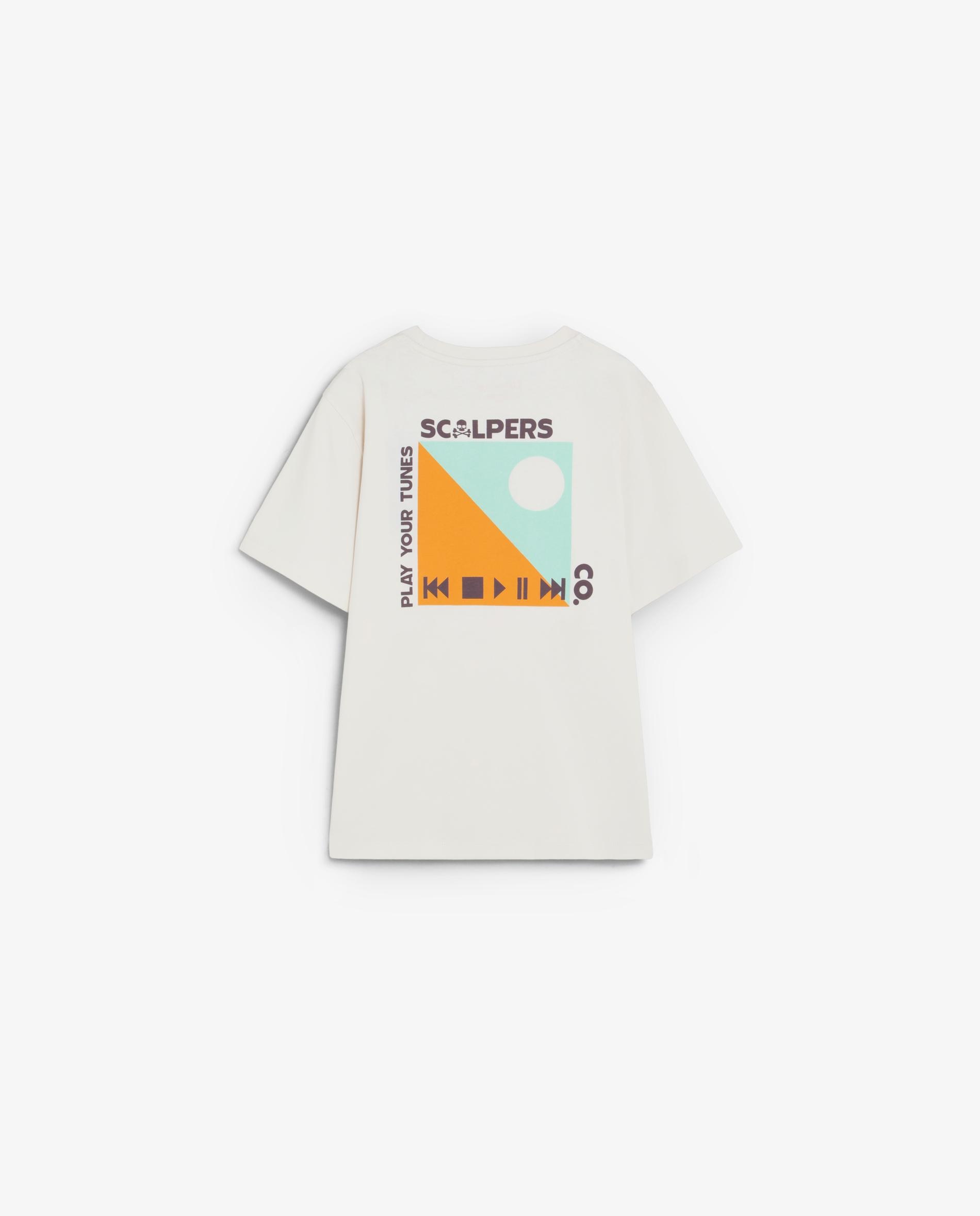 T-shirt Infantil de Manga Curta com Print Posterior Scalpers Branco-5