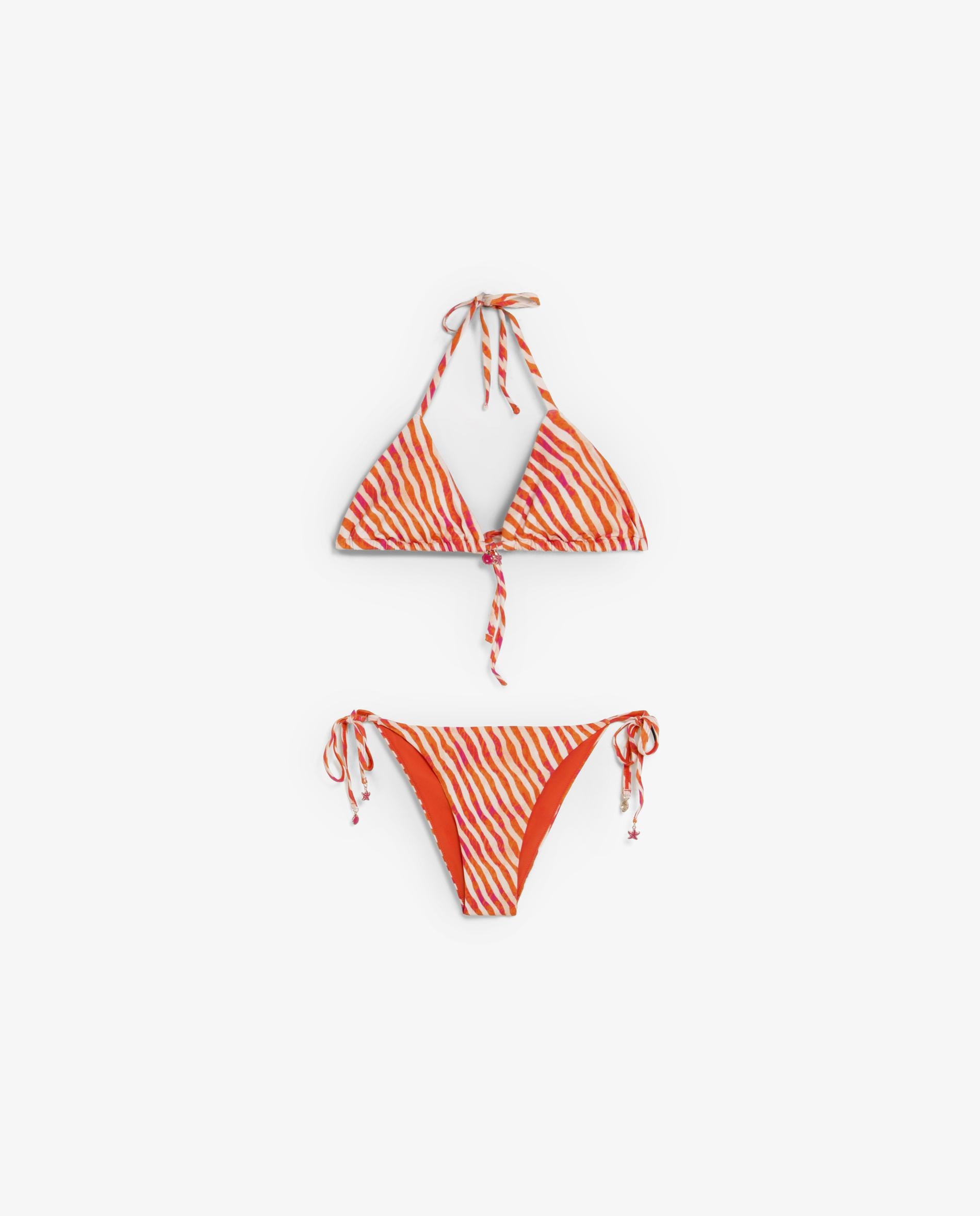 Biquíni Completo Triangular Estampado com Cueca de Laço Multicolor-4