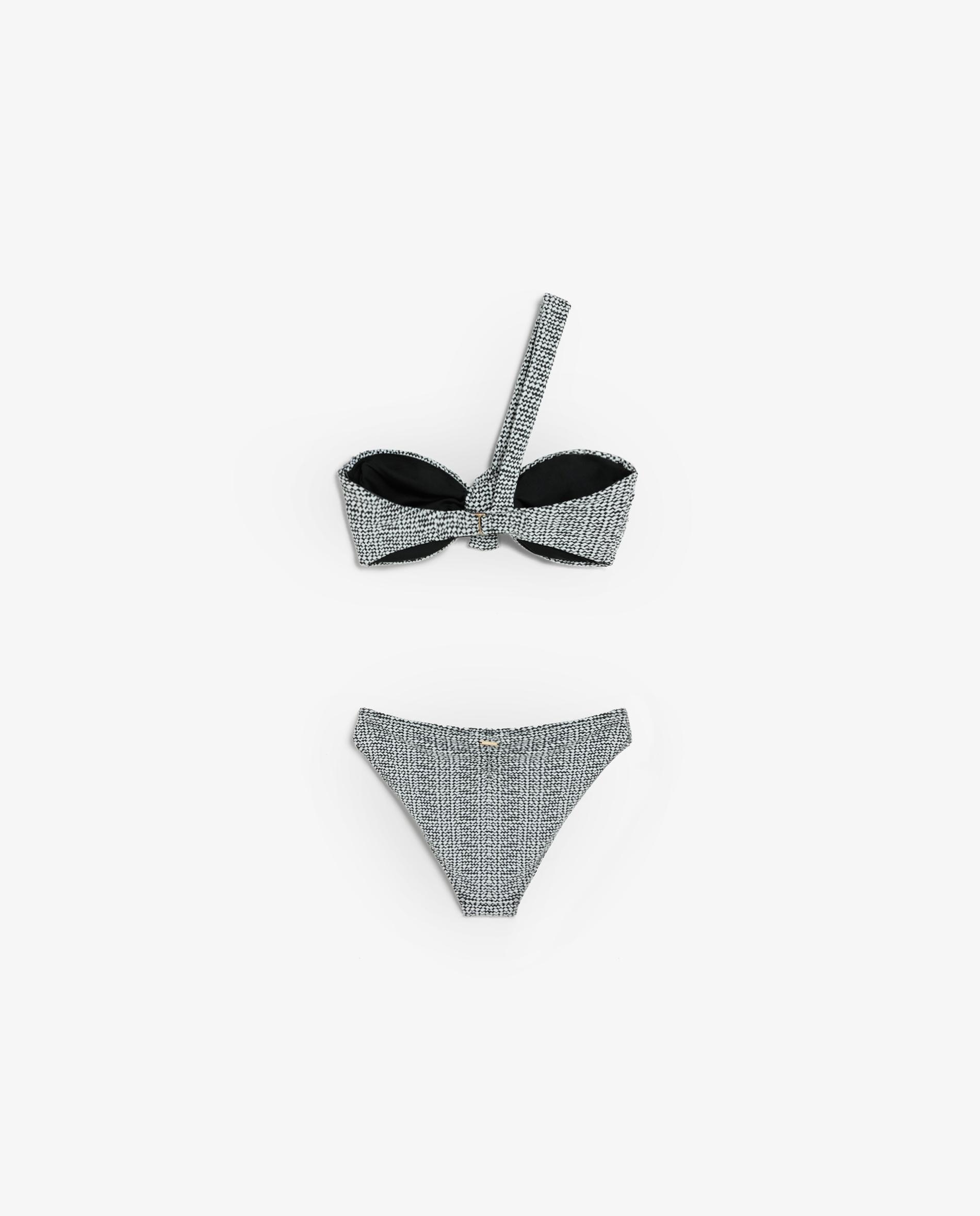 Biquíni Completo Bandeau com Braguita Clássica Preto / Branco-6