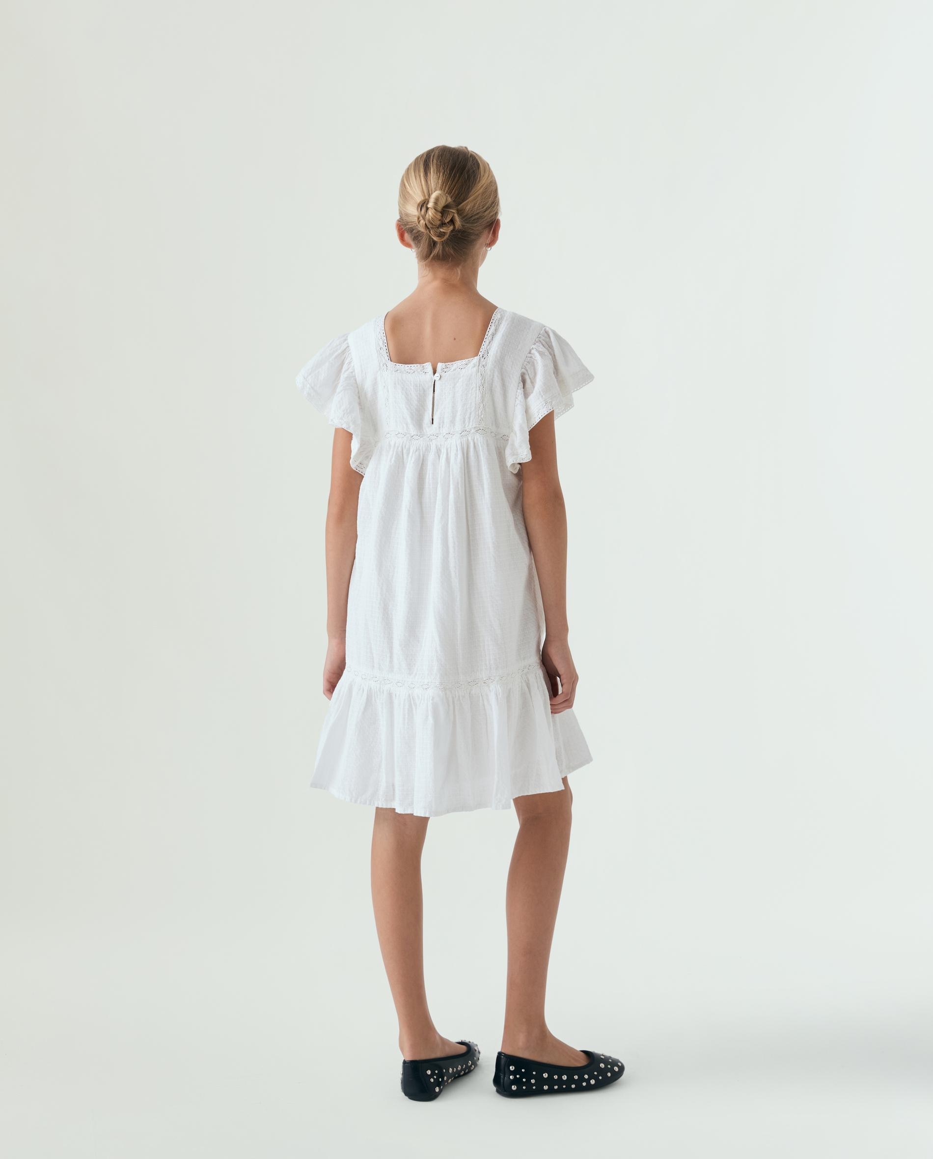 Vestido Infantil com Renda e Decote Quadrado Scalpers Branco-3