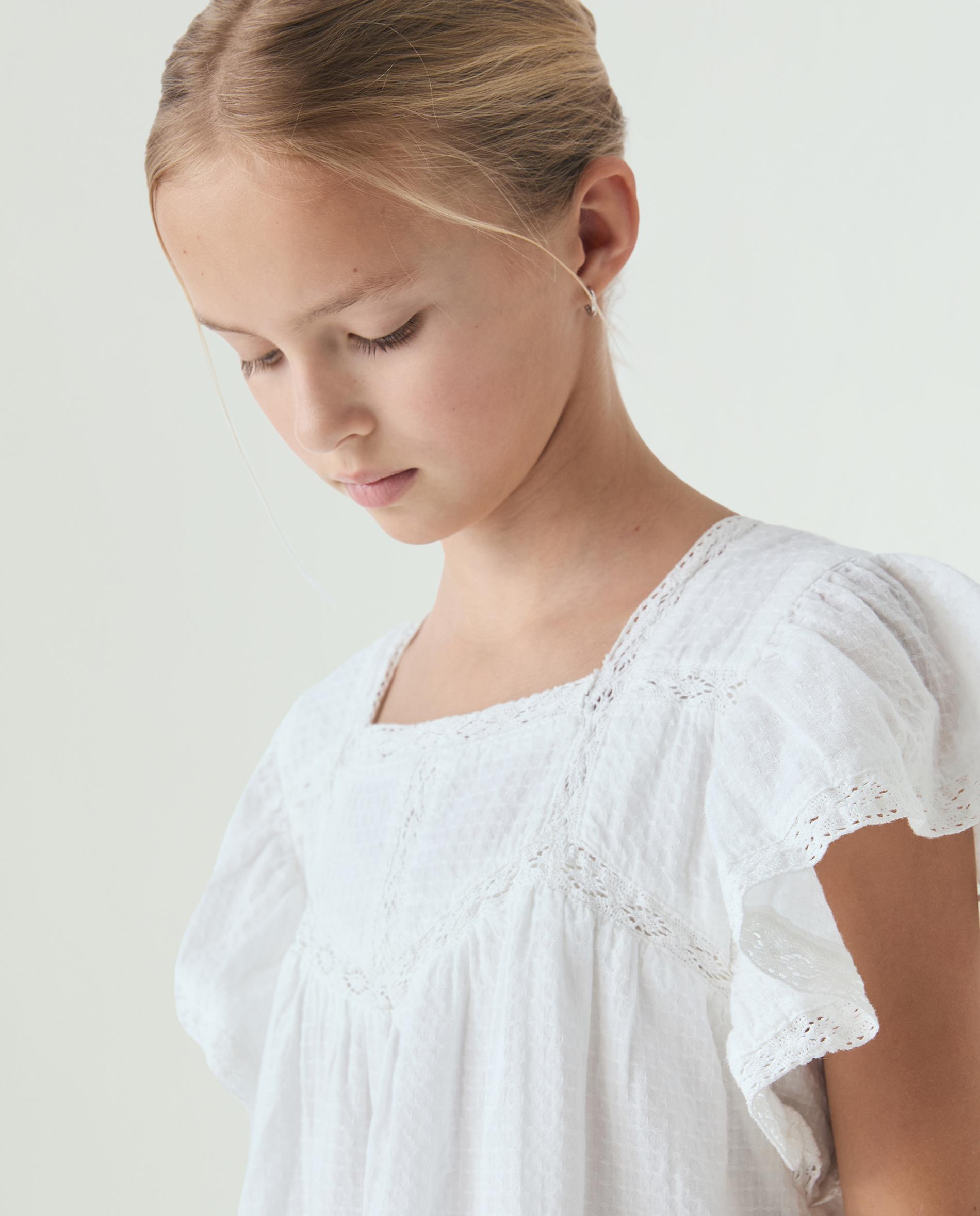 Vestido Infantil com Renda e Decote Quadrado Scalpers Branco-4