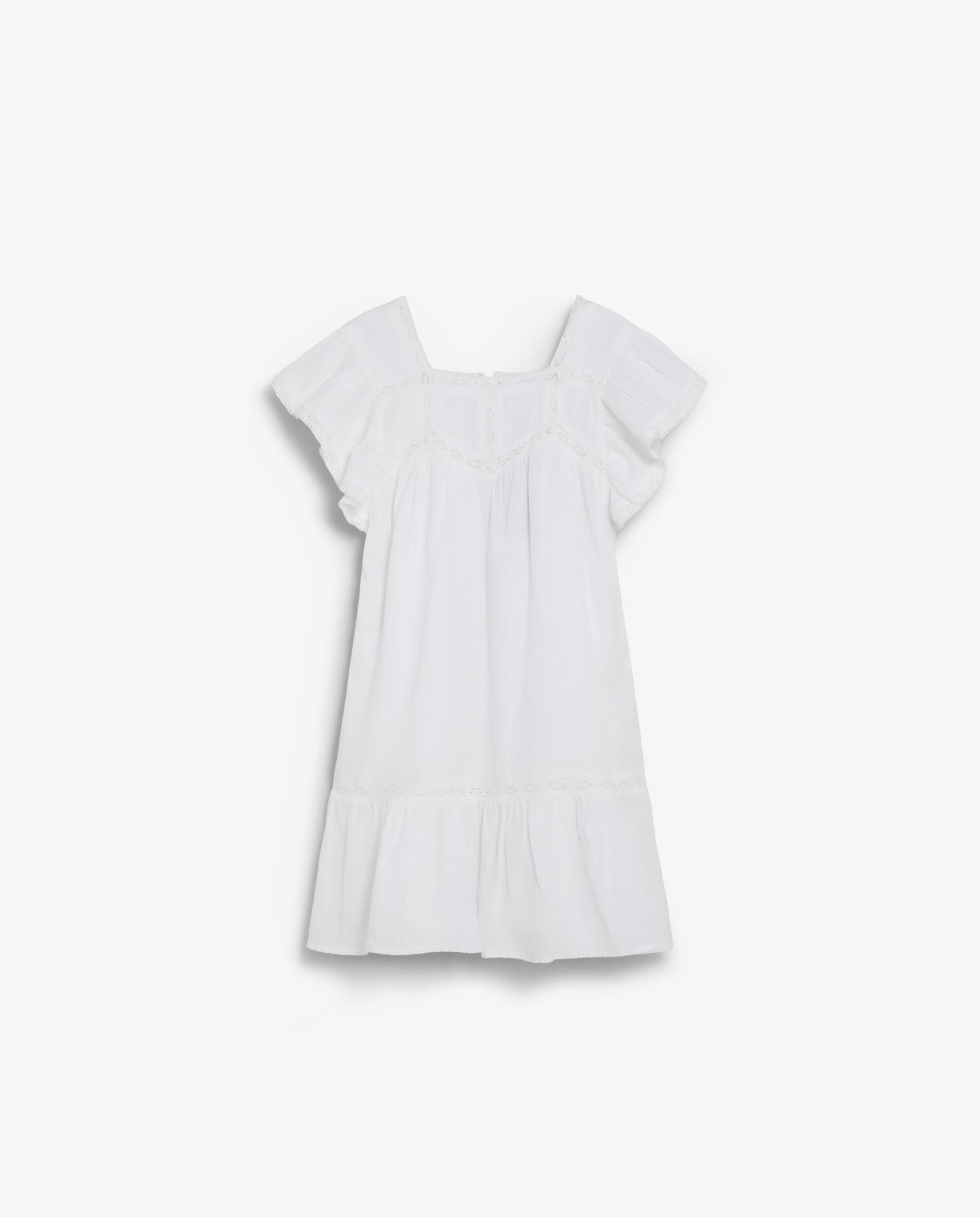 Vestido Infantil com Renda e Decote Quadrado Scalpers Branco-5