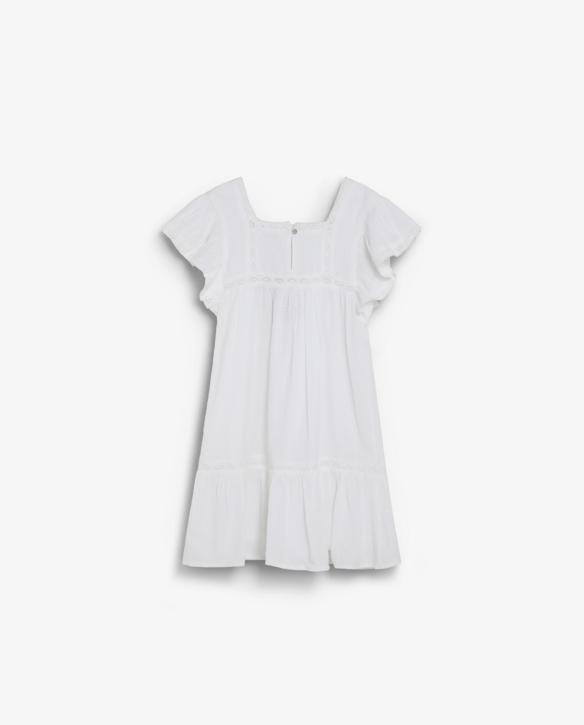 Vestido Infantil com Renda e Decote Quadrado Scalpers Branco-6