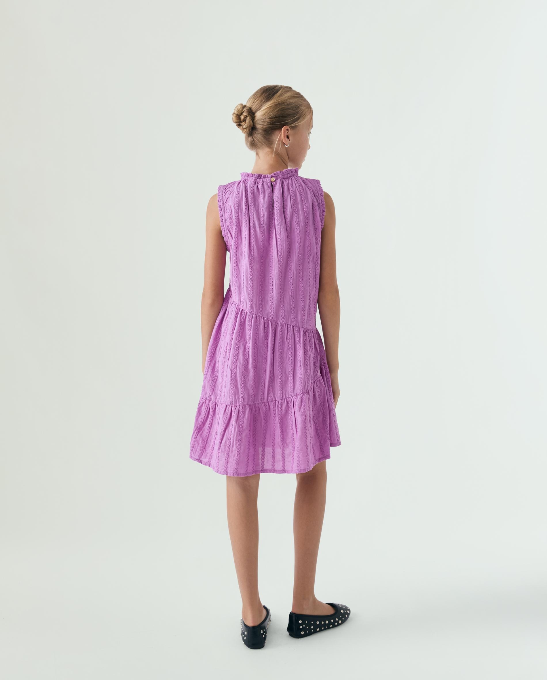 Vestido Infantil sem Mangas com Detalhe de Renda Scalpers Malva-3