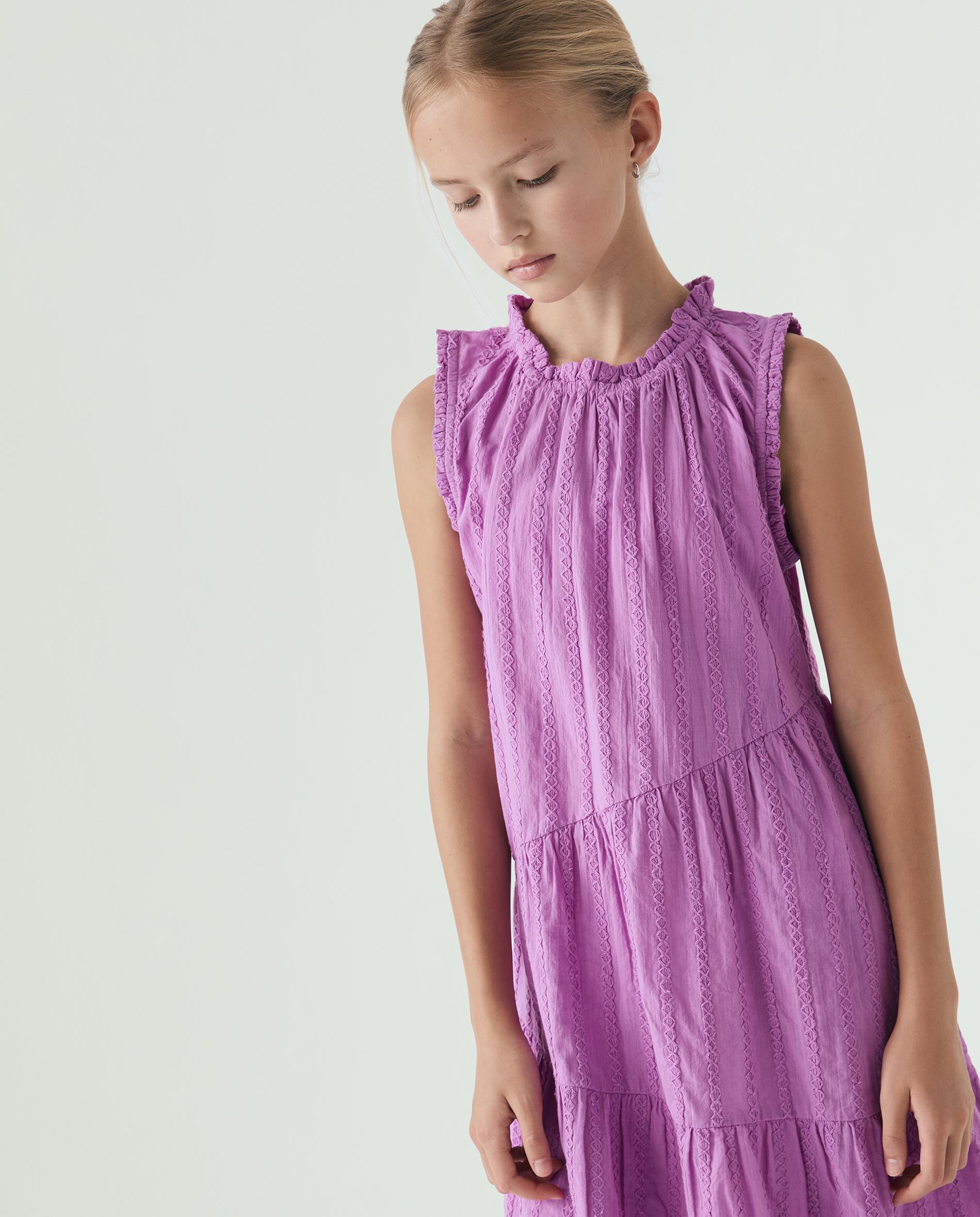 Vestido Infantil sem Mangas com Detalhe de Renda Scalpers Malva-2