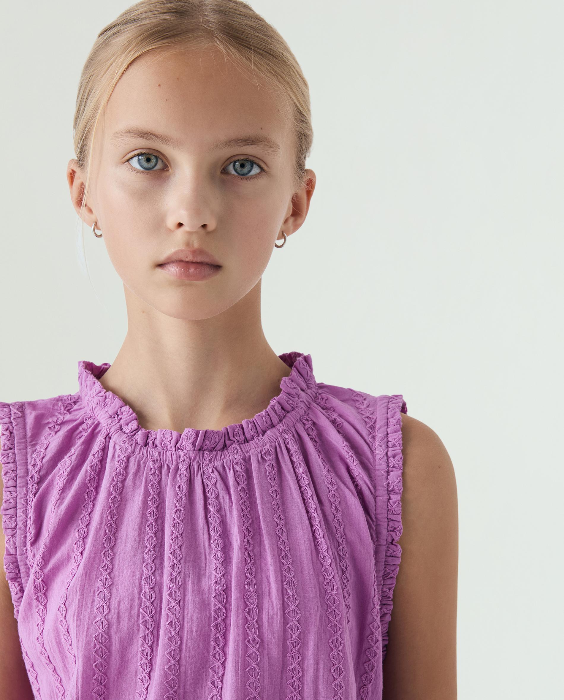 Vestido Infantil sem Mangas com Detalhe de Renda Scalpers Malva-4