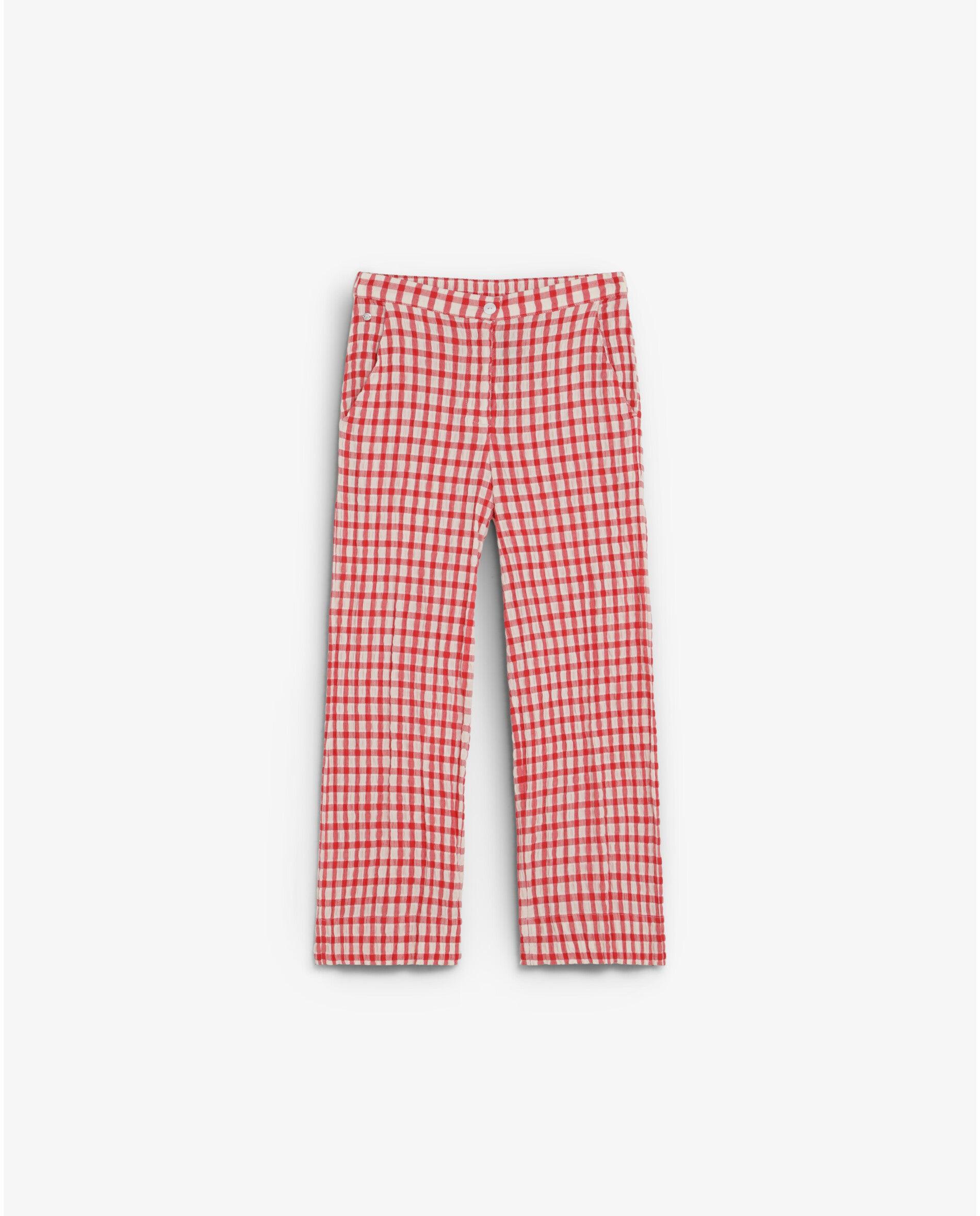 Calças Relaxed Fit Aos Quadrados Vichy Scalpers Vermelho-4