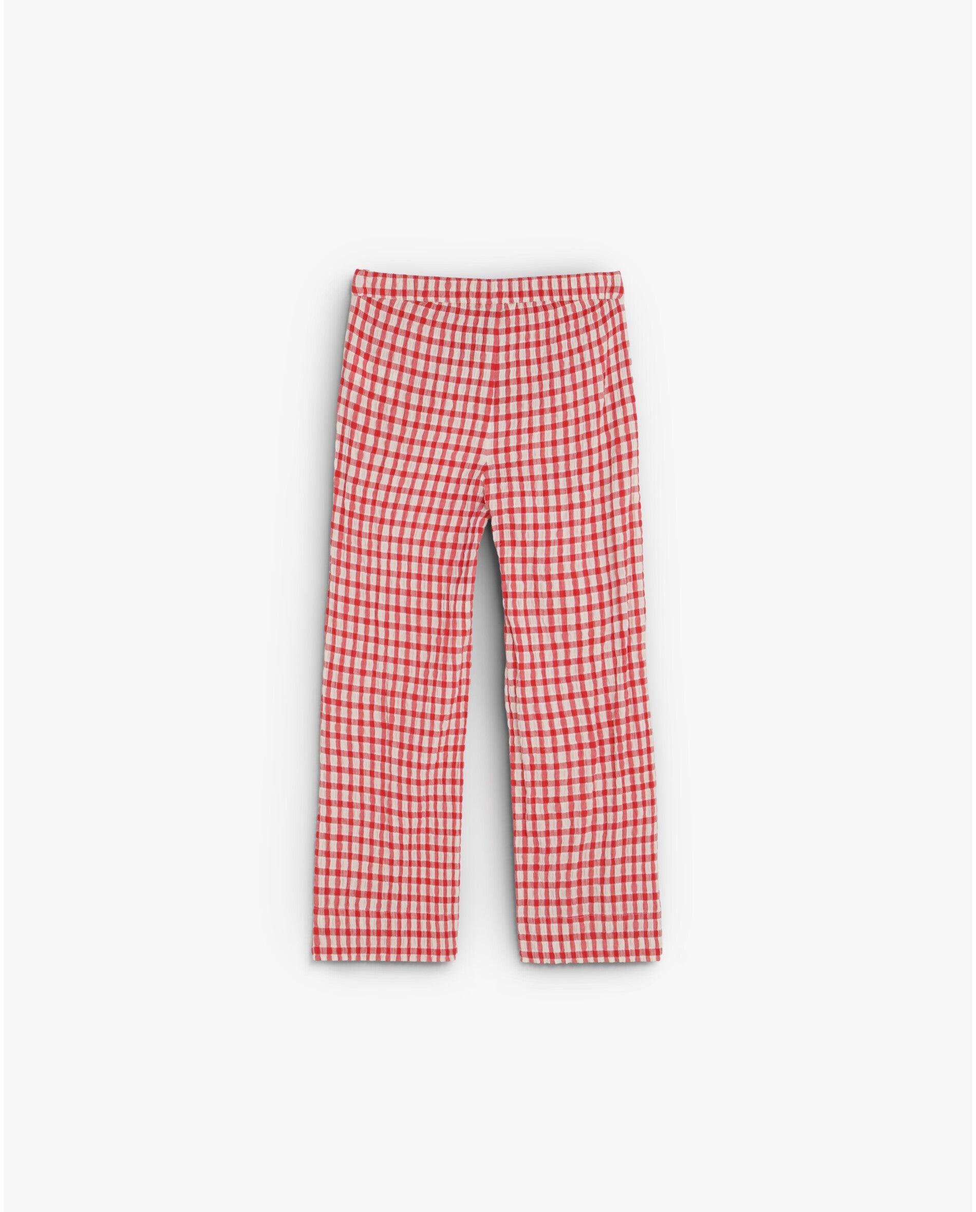 Calças Relaxed Fit Aos Quadrados Vichy Scalpers Vermelho-5