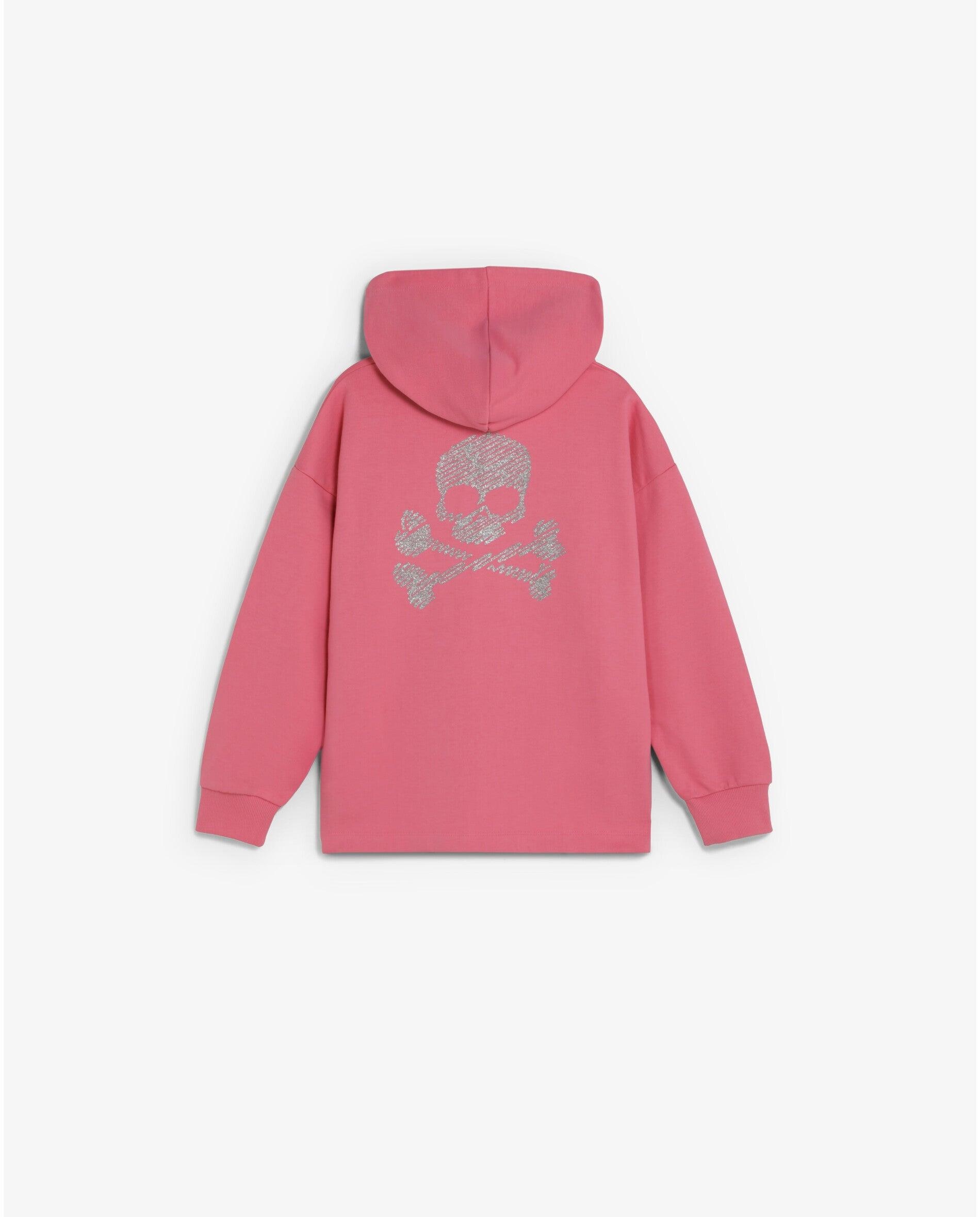 Sweatshirt com Capuz Infantil com Caveira Posterior e Fecho Zip Scalpers Rosa-2