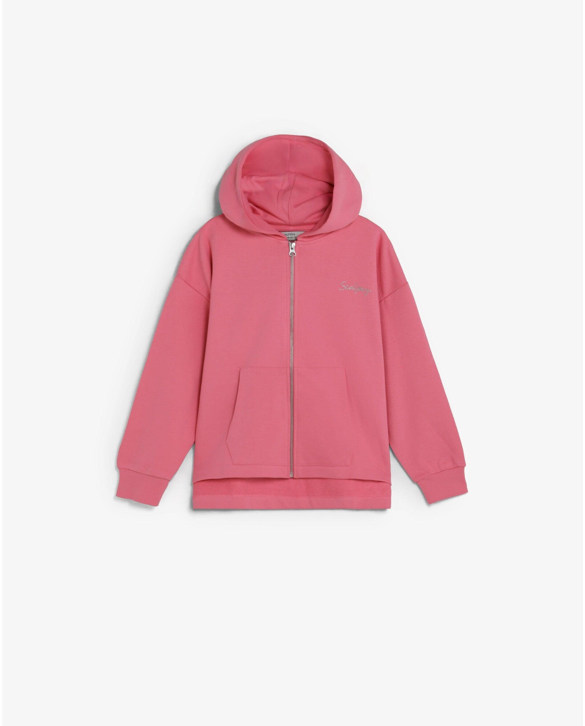 Sweatshirt com Capuz Infantil com Caveira Posterior e Fecho Zip Scalpers Rosa-1