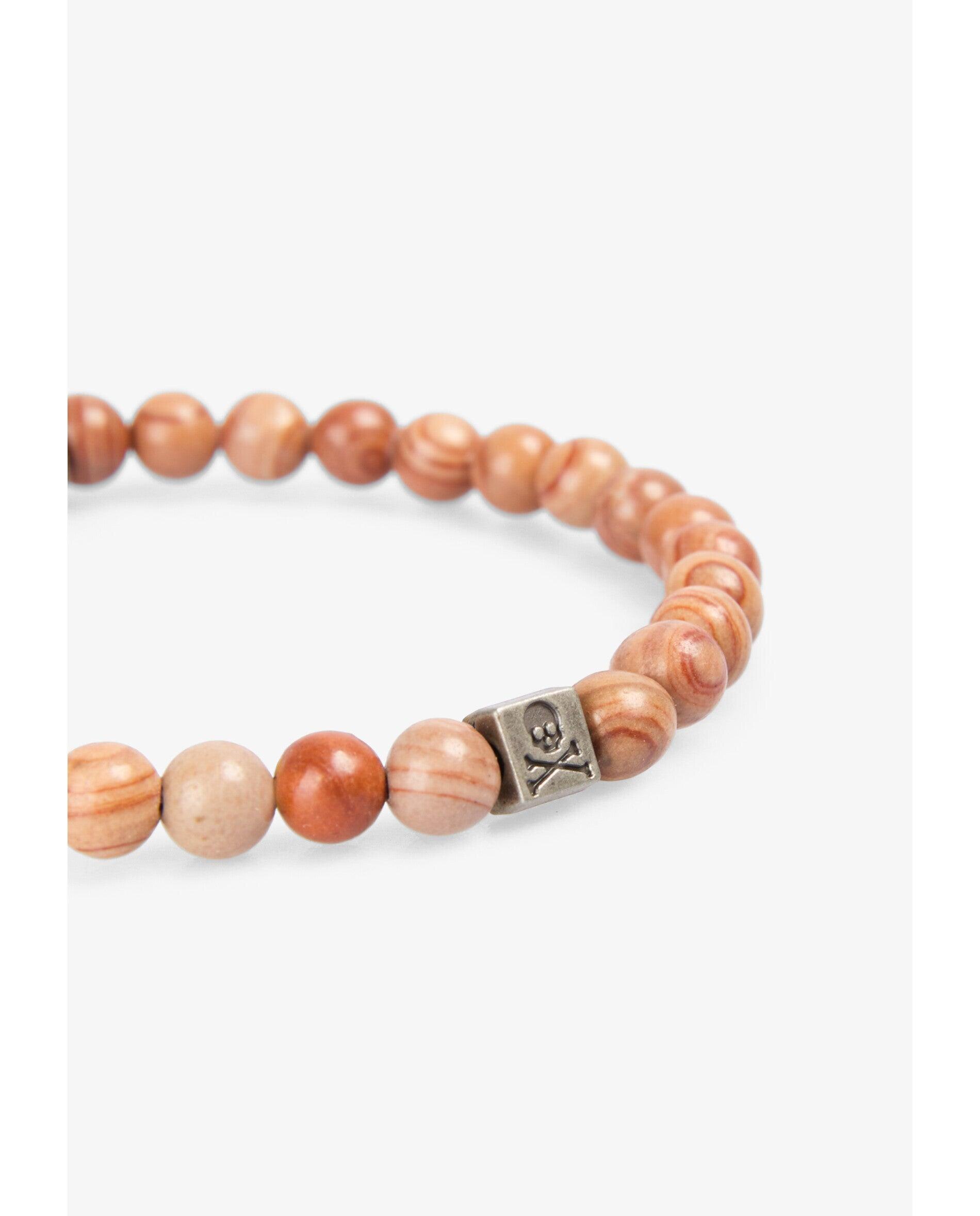 Pulseira Elástica de Pedra Natural Castanho-3
