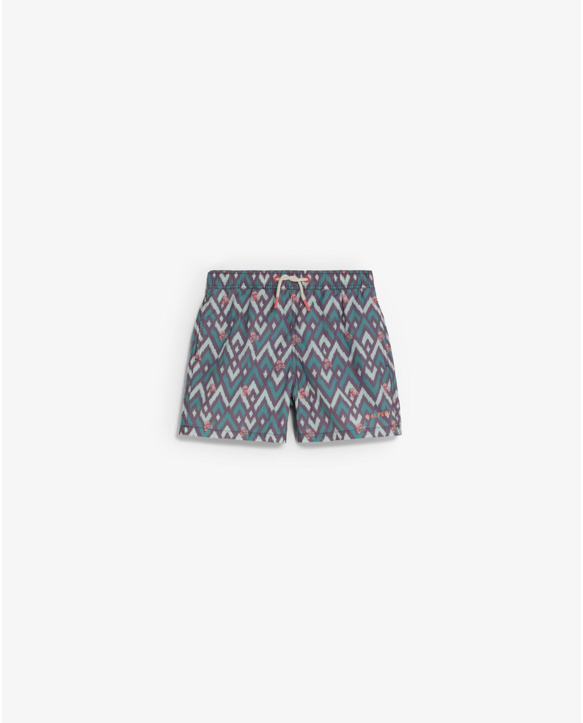 Fato de Banho Bermuda Infantil em Zig Zag com Bolsos Scalpers Bordeaux-1