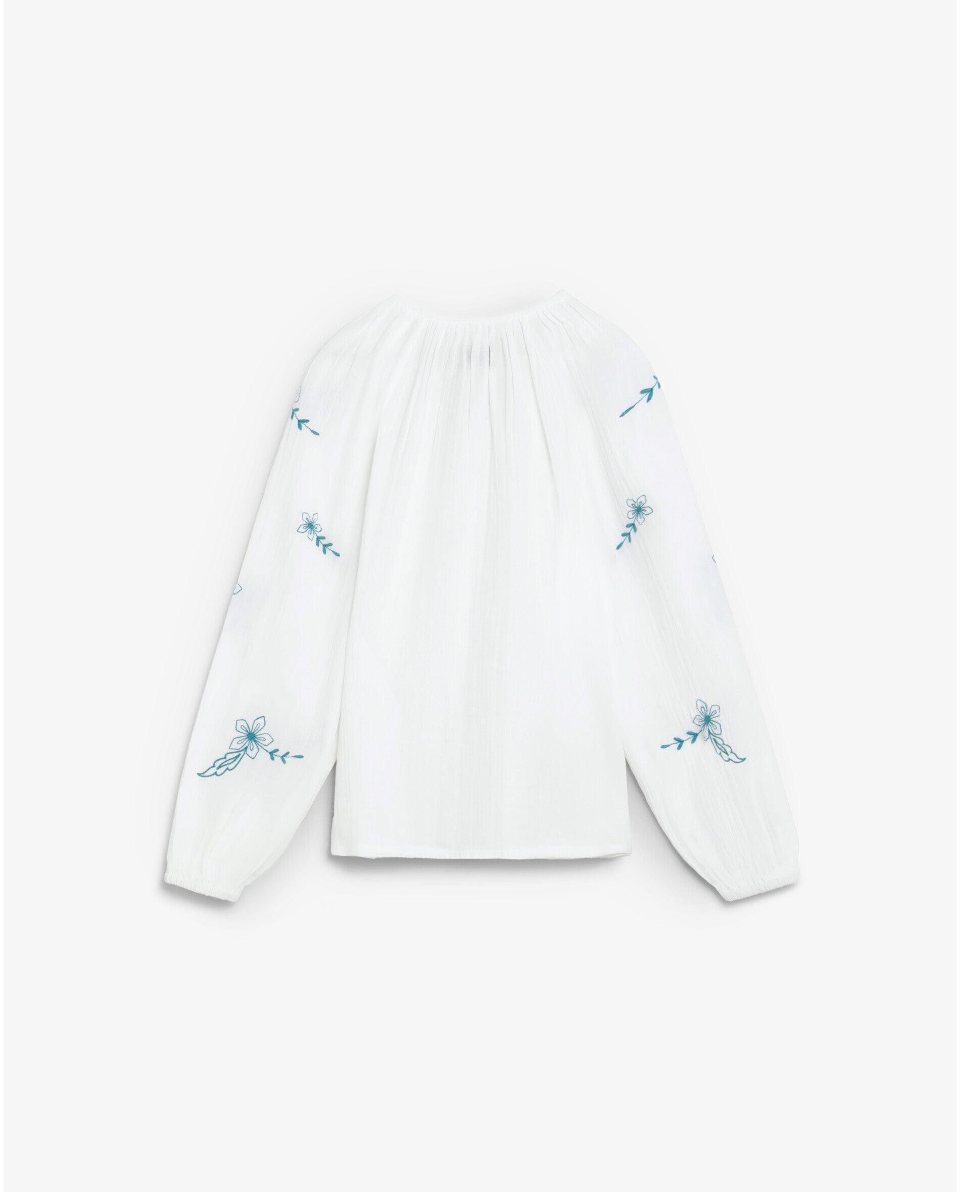 Blusa Infantil Bordada com Punhos Elásticos Branco-7