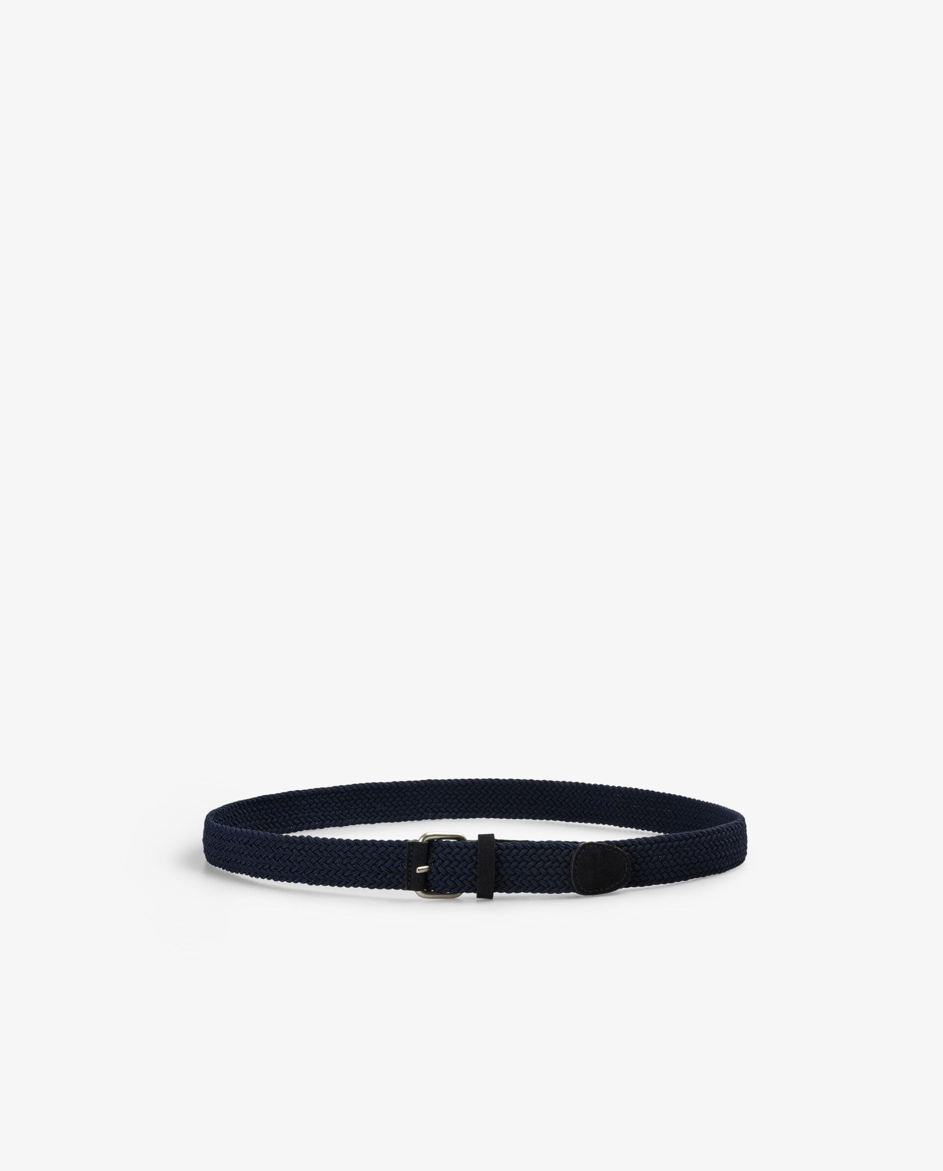 Cinto Entrançado com Detalhes em Pele Navy-2