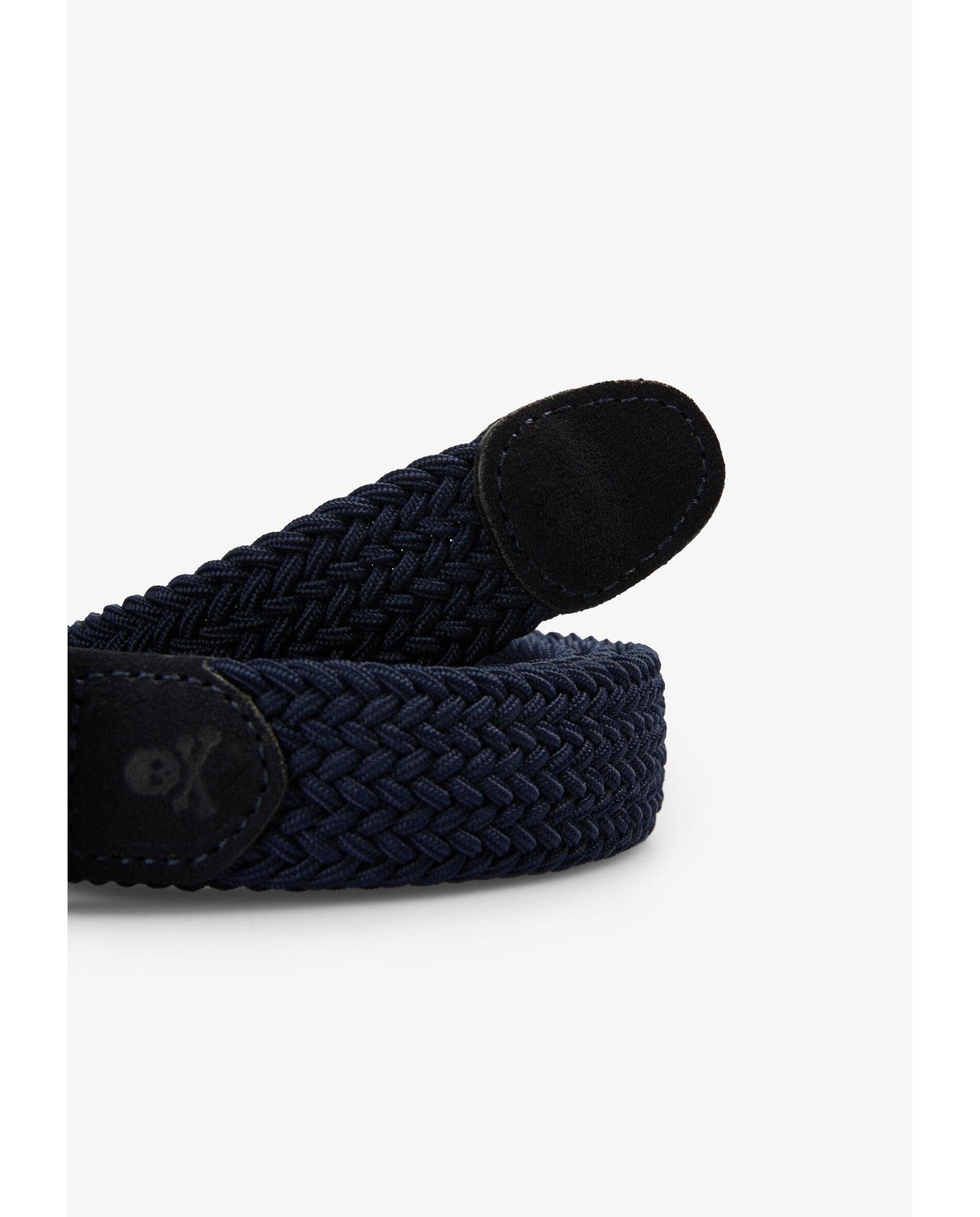Cinto Entrançado com Detalhes em Pele Navy-3