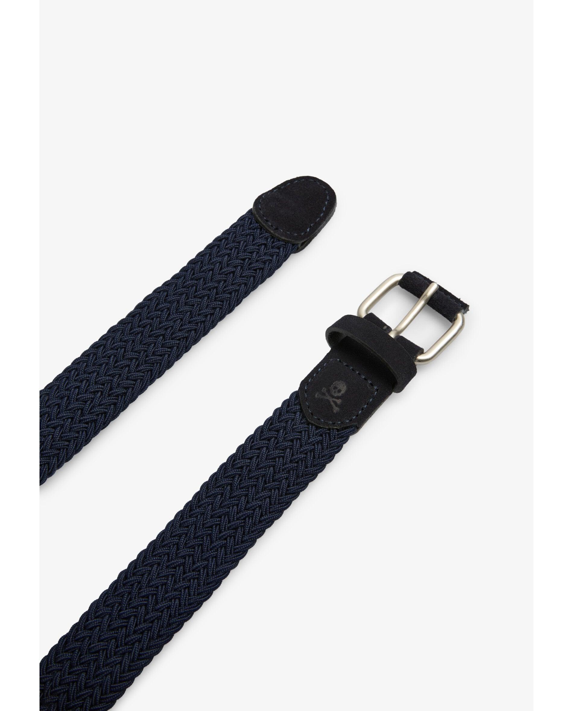 Cinto Entrançado com Detalhes em Pele Navy-4