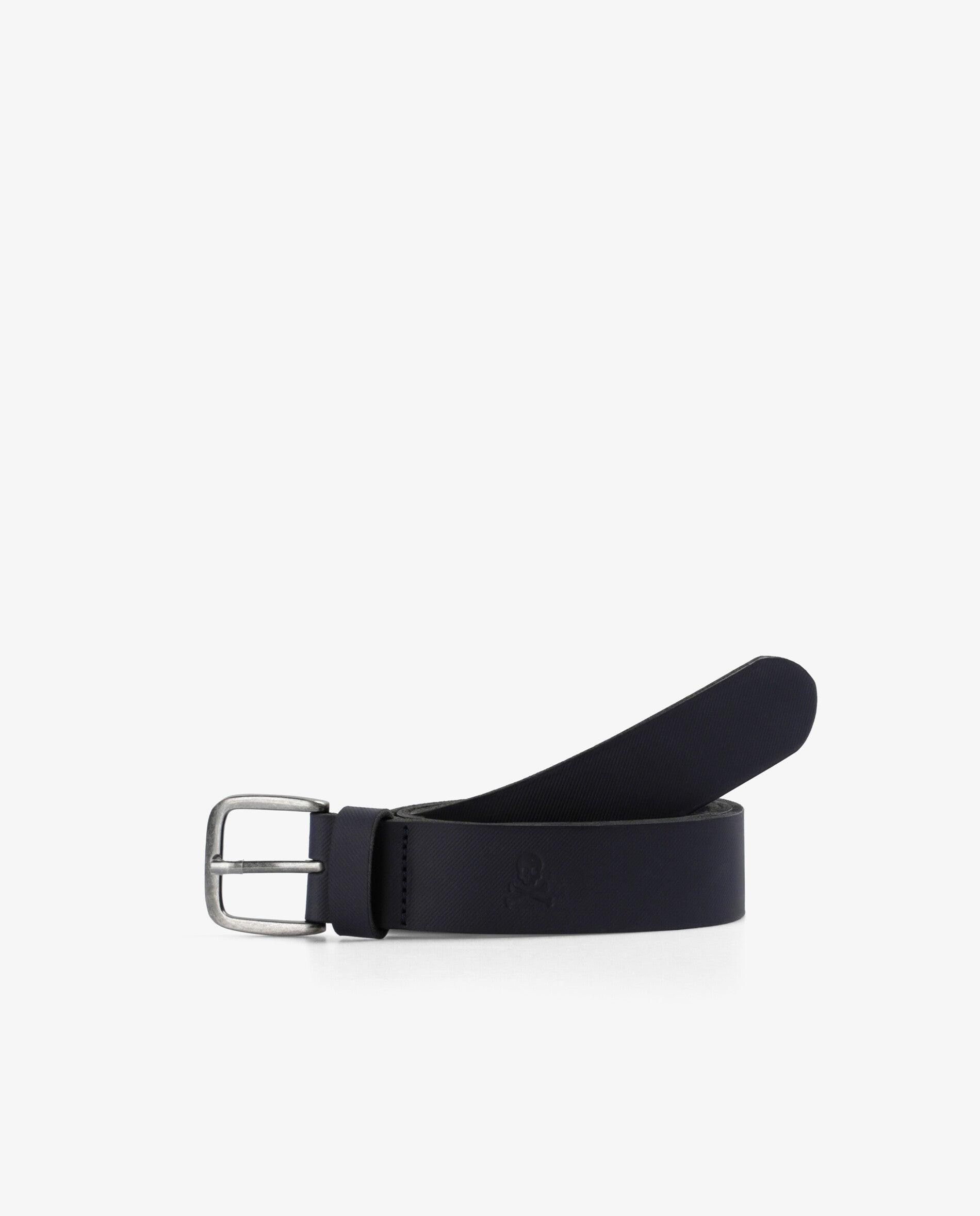 Cinto de Pele com Fivela Metálica Navy-1