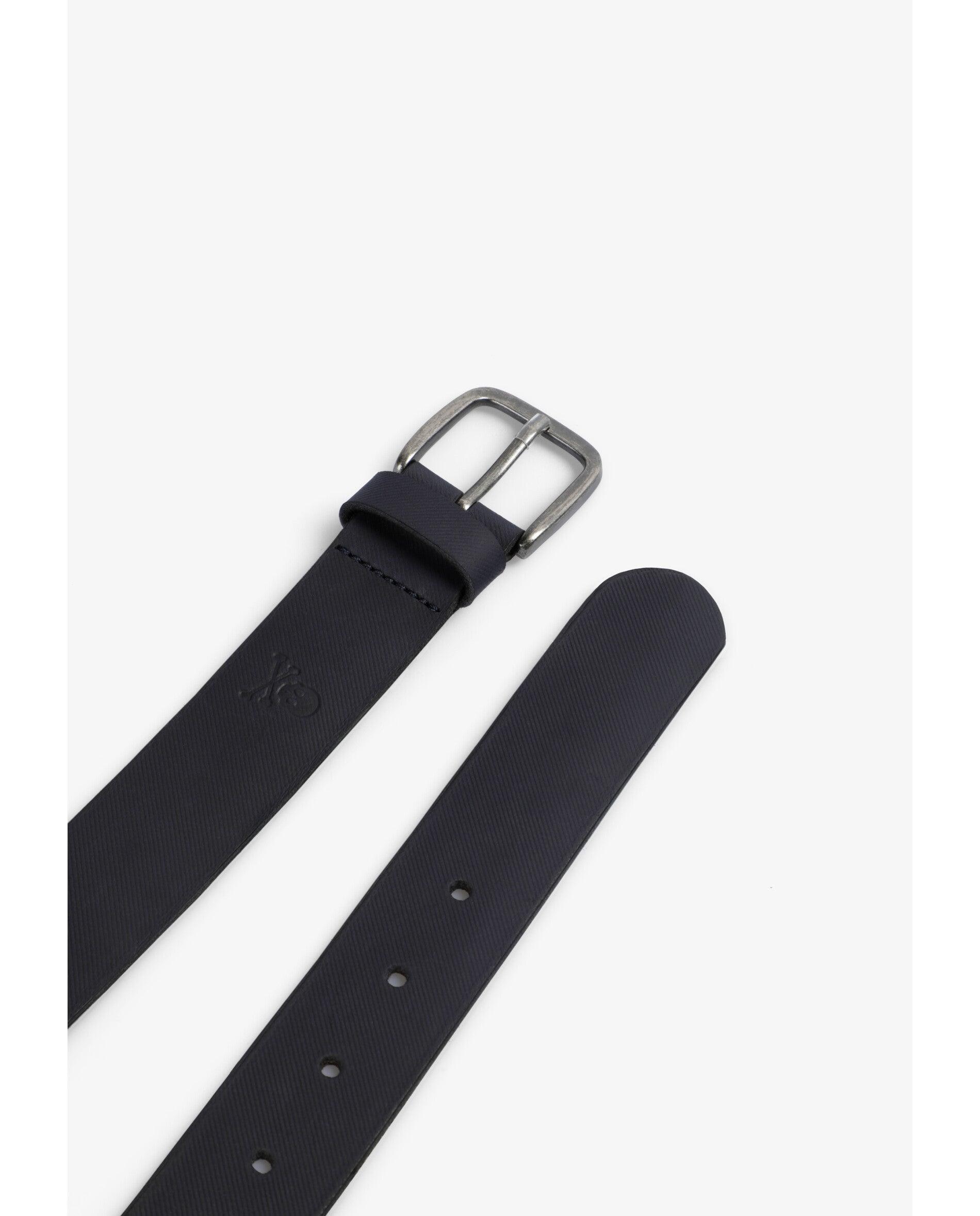 Cinto de Pele com Fivela Metálica Navy-4