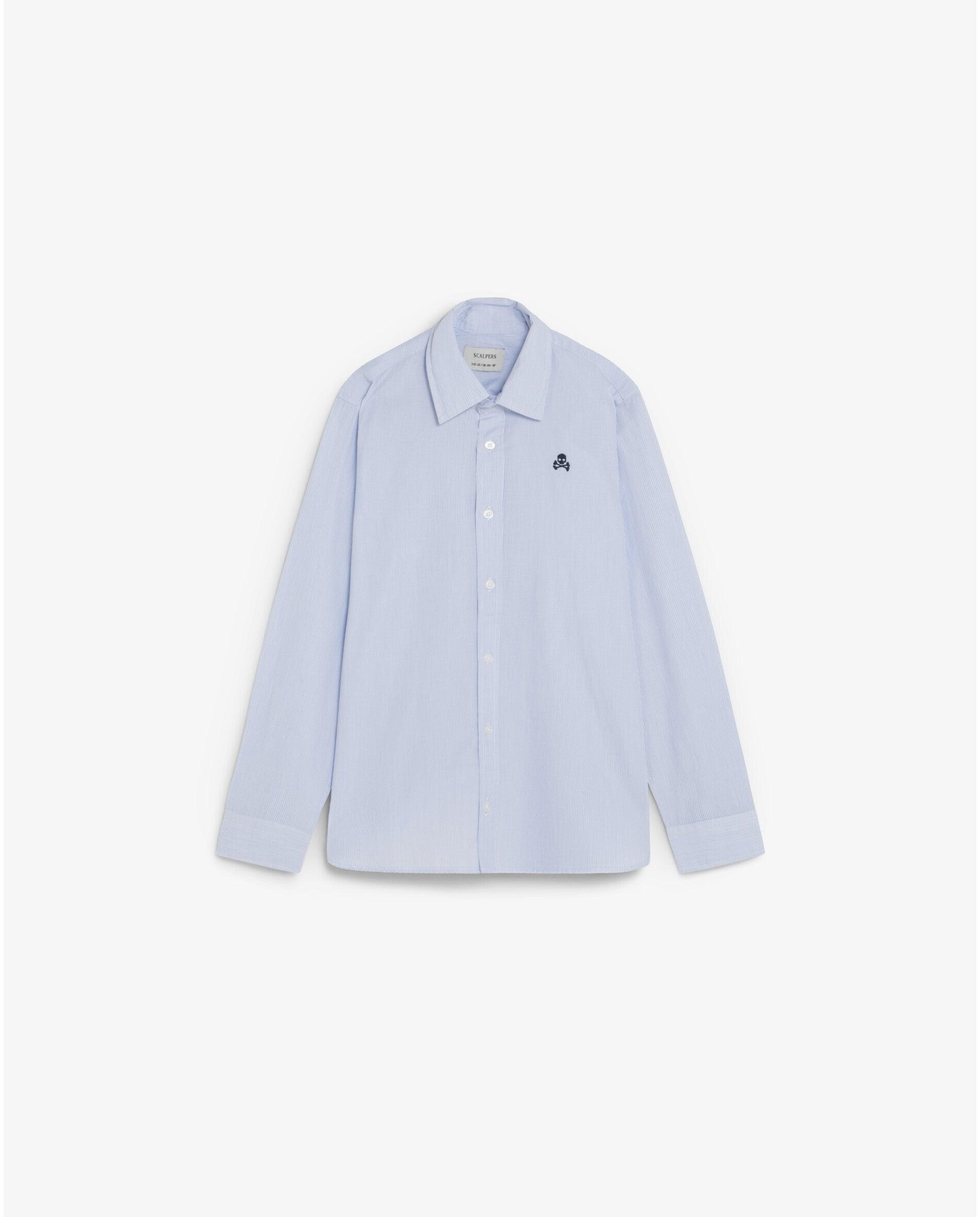 Camisa Infantil em Algodão 100% Às Riscas Scalpers Azul-claro-1