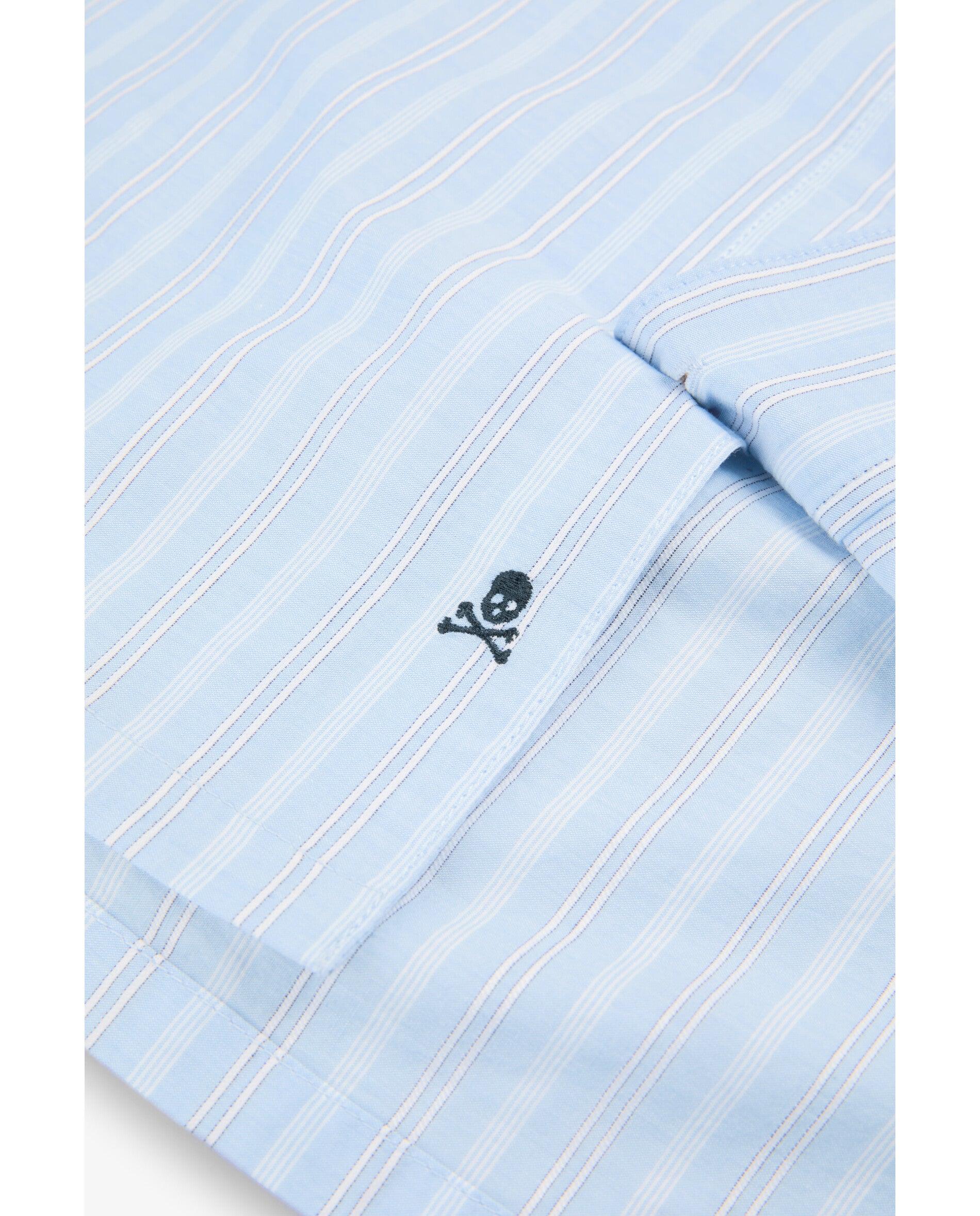 Camisa Às Riscas de Manga Curta Azul-3