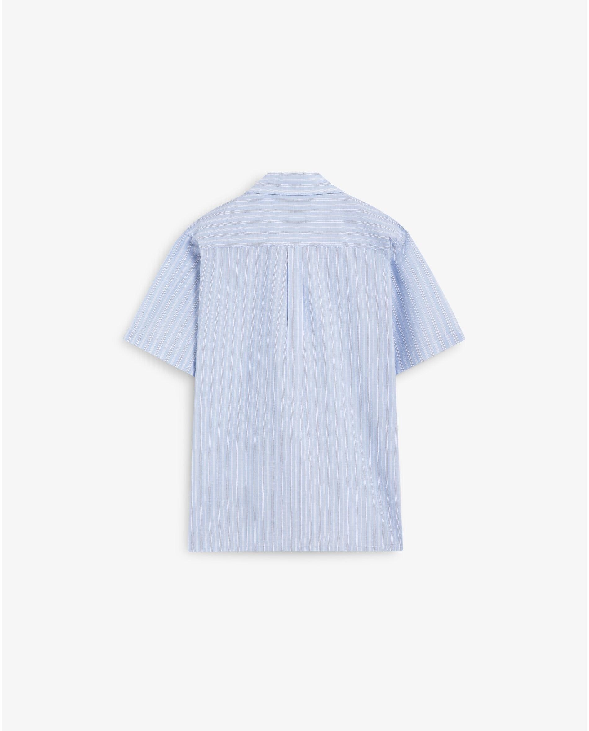 Camisa de Manga Curta Às Riscas Azul-2