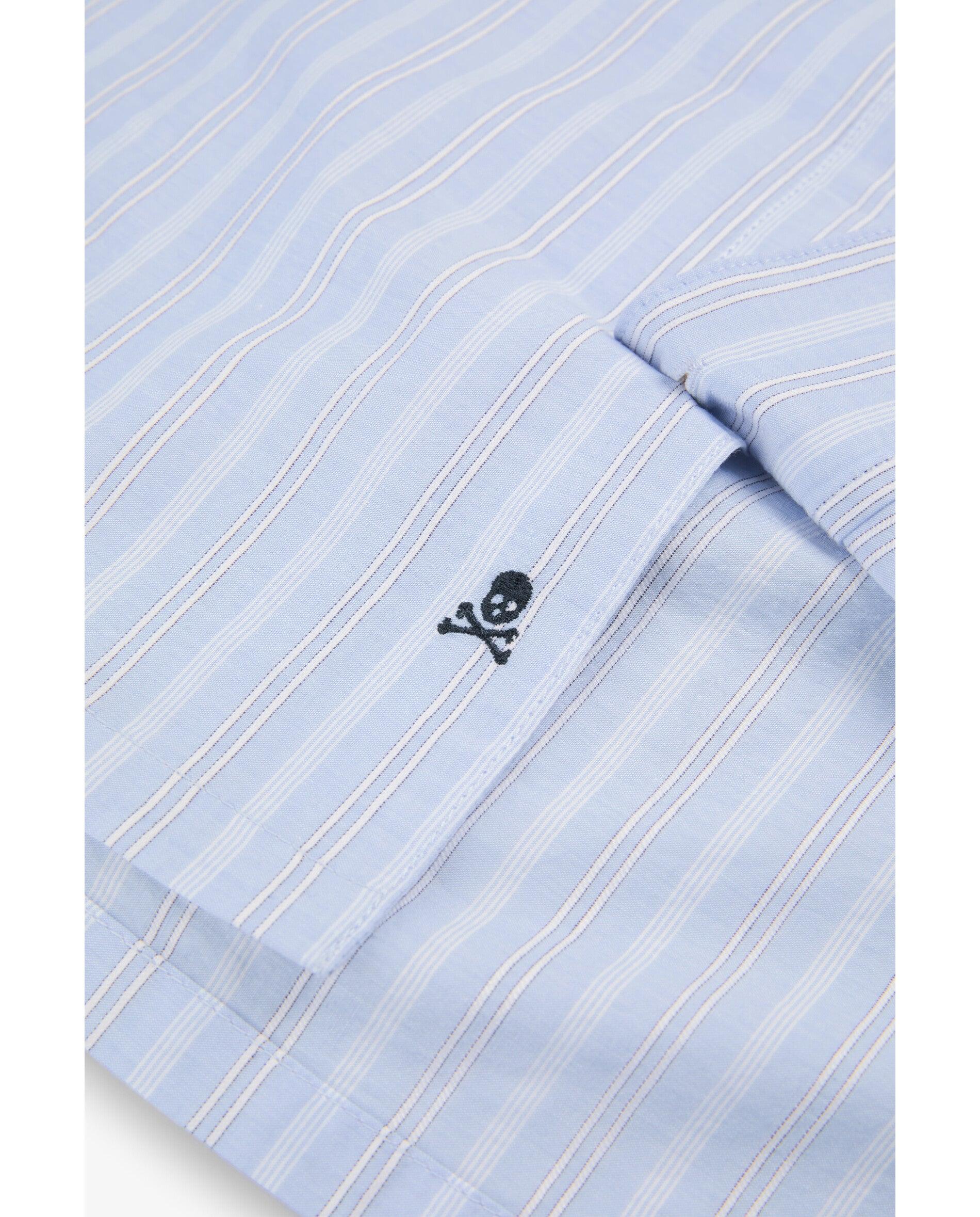 Camisa de Manga Curta Às Riscas Azul-3