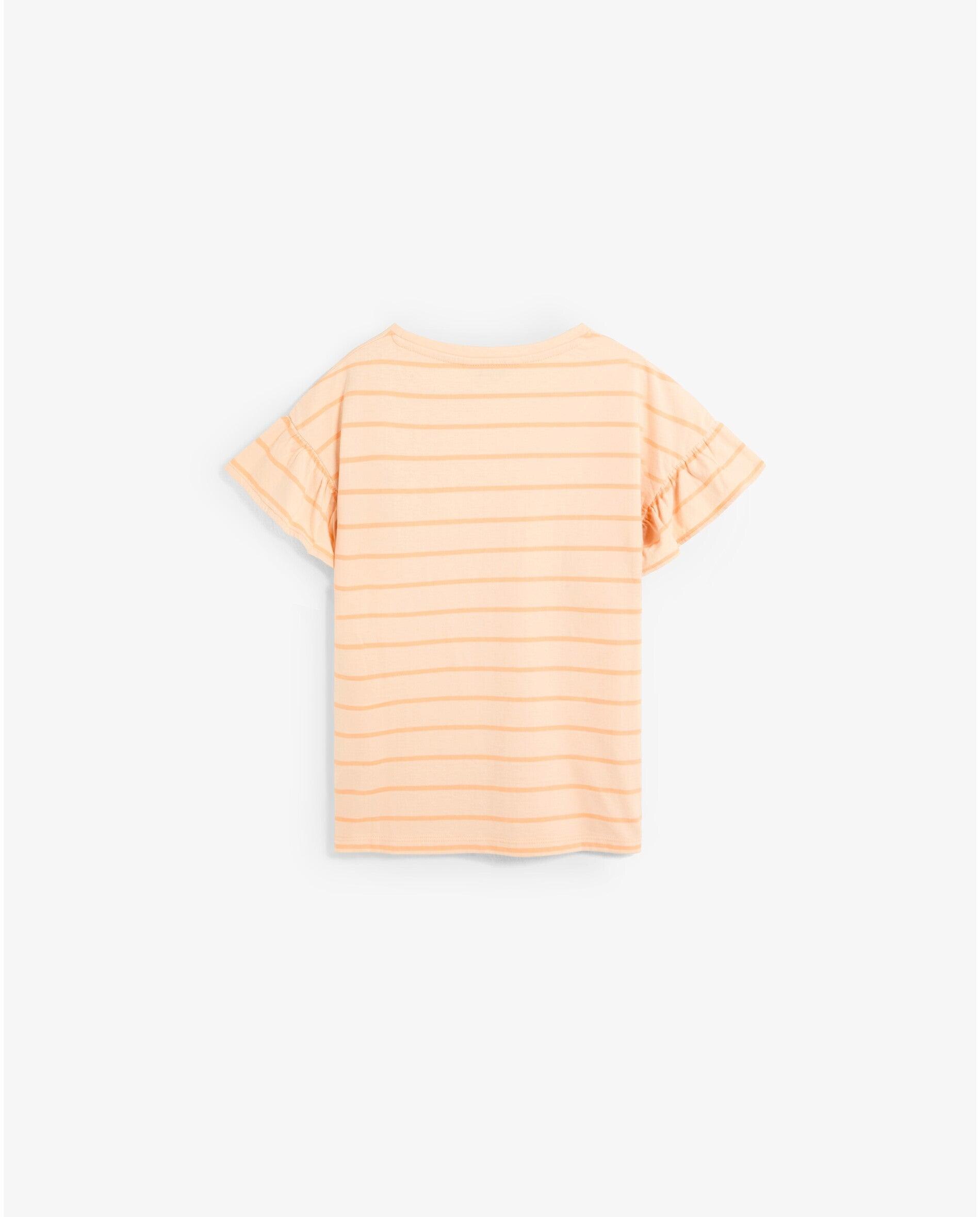Camisa Infantil Às Riscas com Folhos nas Mangas Scalpers Pêssego-2