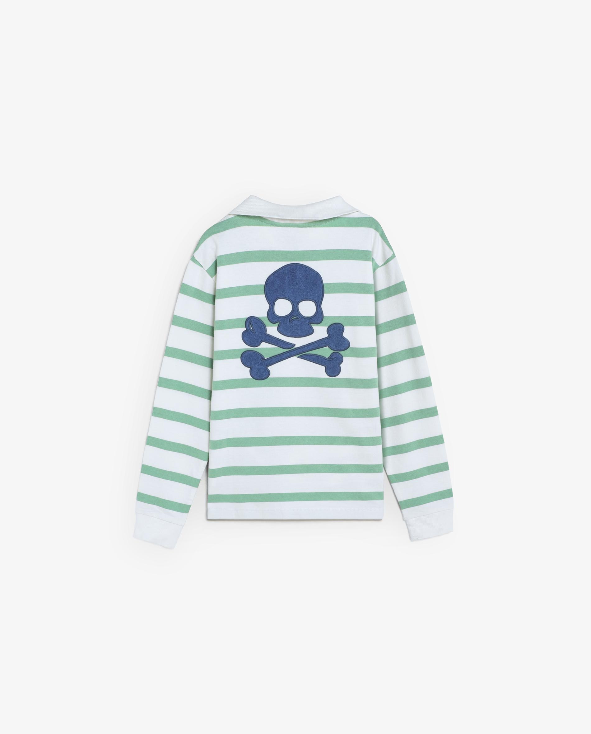 Sweat Infantil Às Riscas com Fecho Zip na Gola Branco / Verde-5