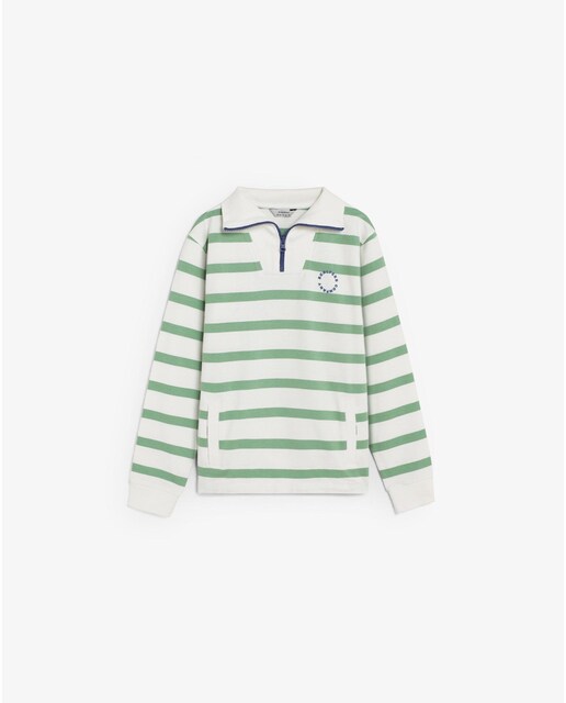 Imagem 0 de Sweatshirt Infantil às Riscas com Fecho Zip na Gola