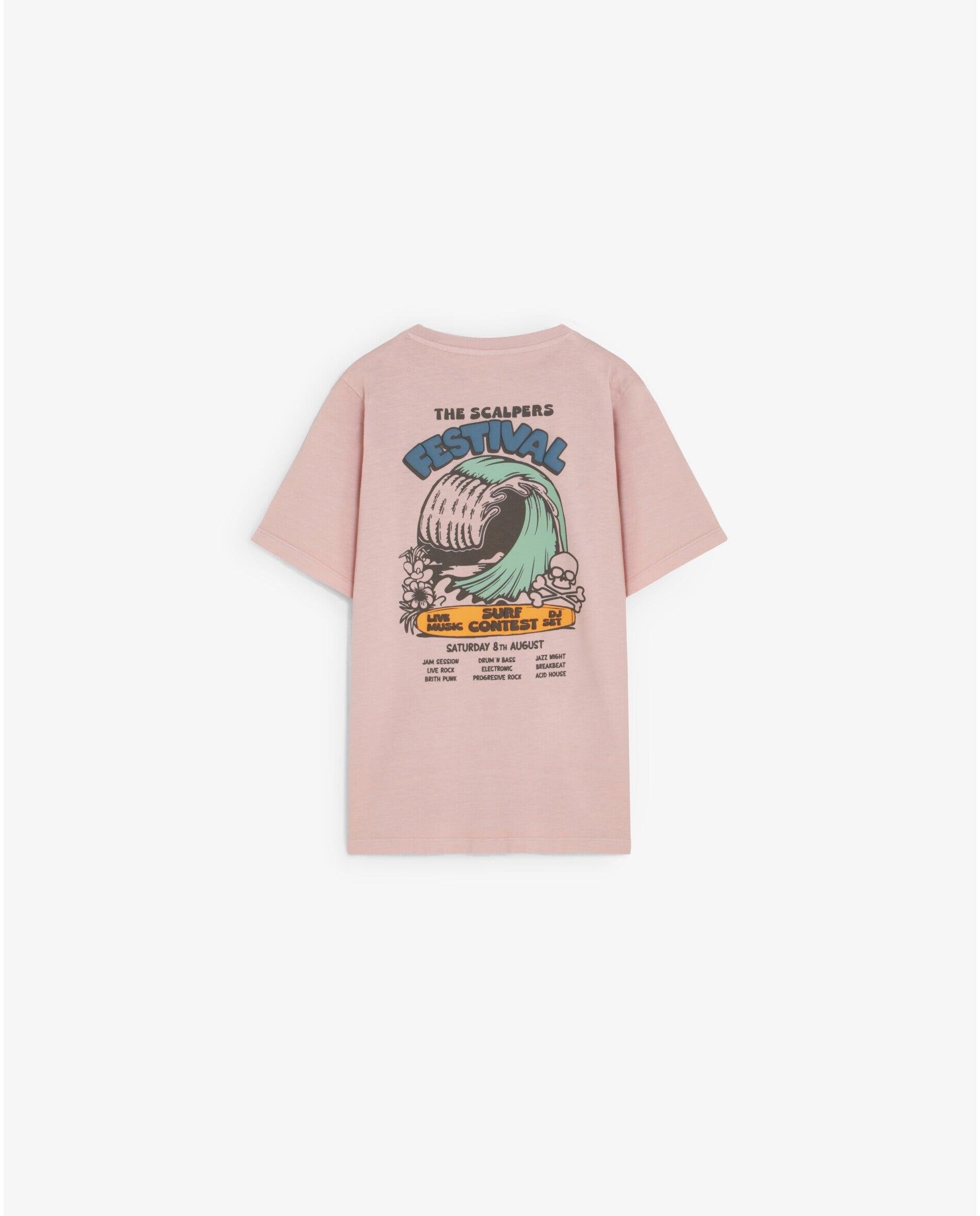 T-shirt Infantil de Manga Curta com Print Posterior Scalpers Rosa-claro-2