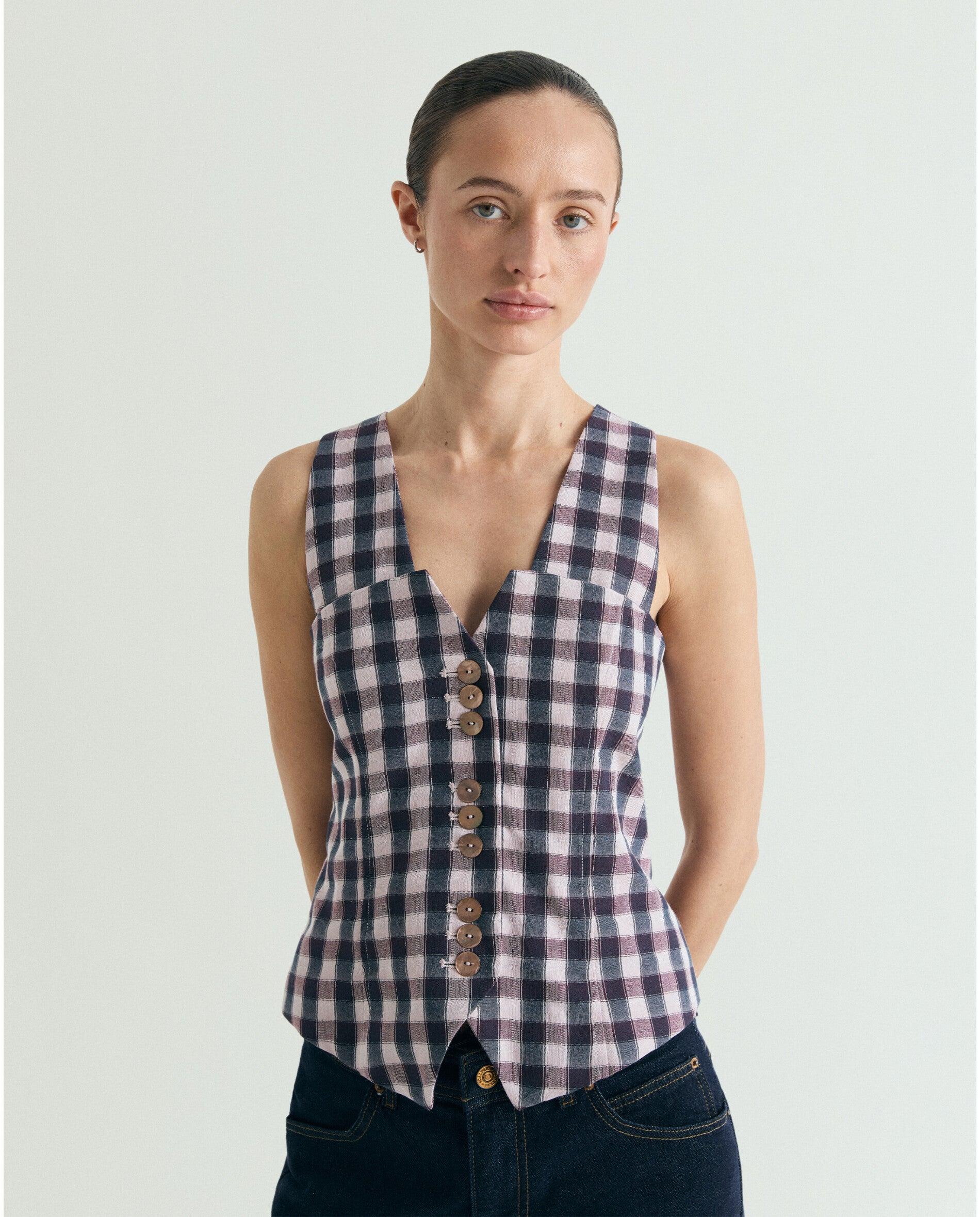 Imagem 0 de Colete Slim Fit Aos Quadrados Vichy