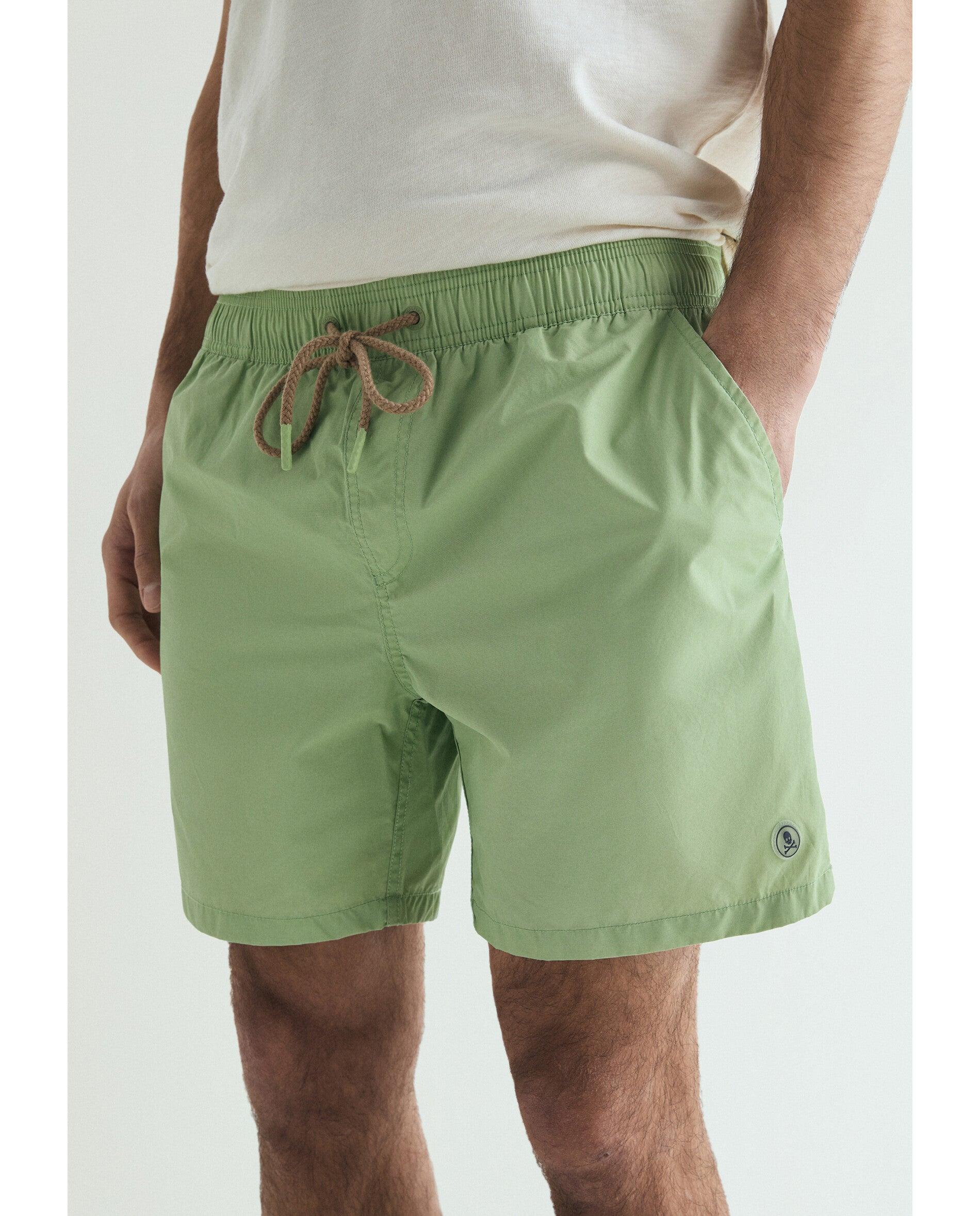 Fato de Banho Bermuda Liso com Bolso Posterior Verde-claro-5