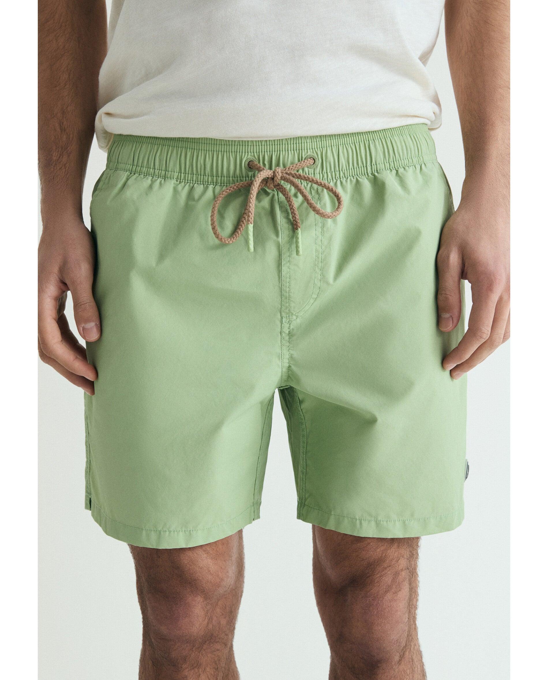 Fato de Banho Bermuda Liso com Bolso Posterior Verde-claro-7
