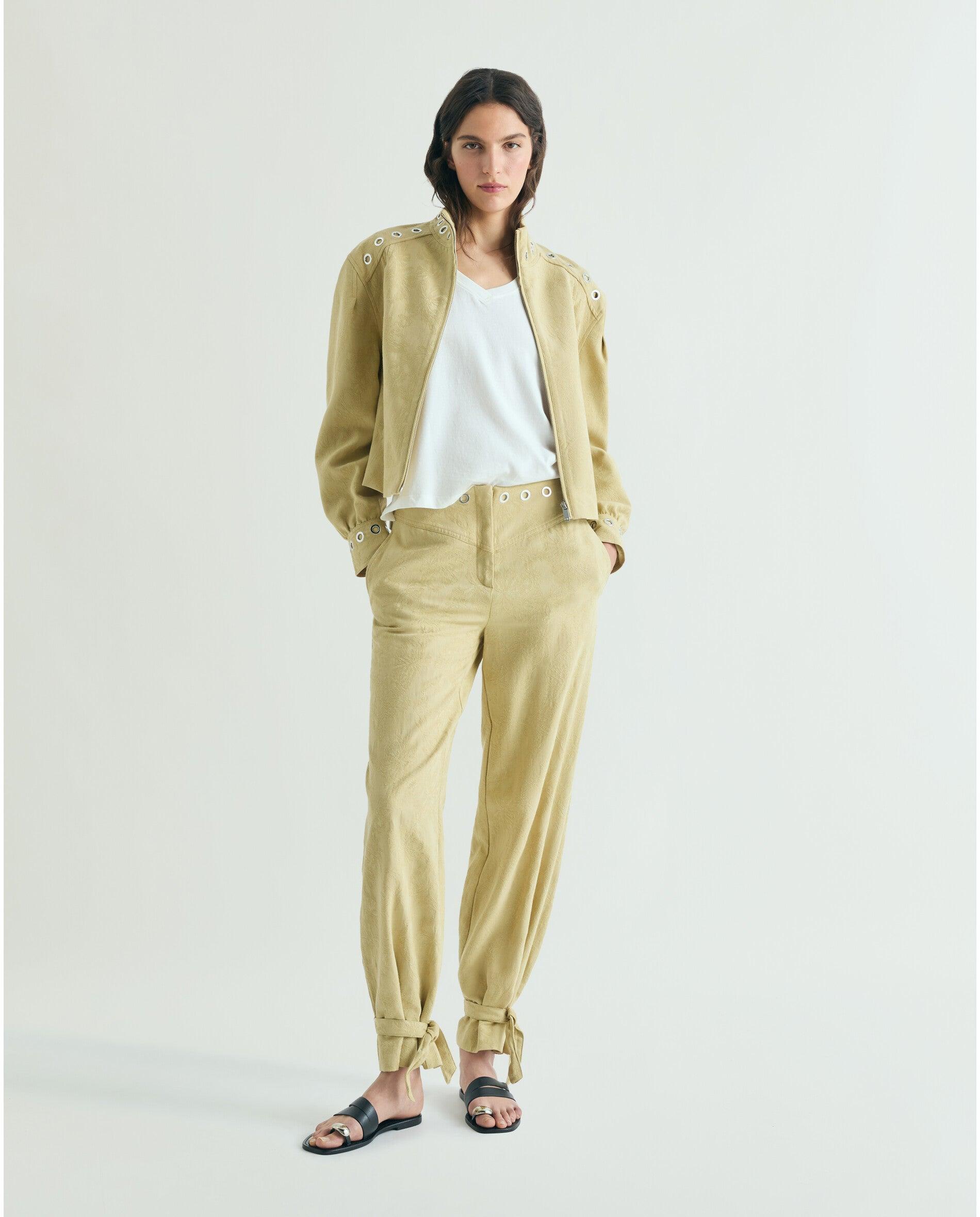 Imagem 0 de Calças Retas com Ilhós Metálicos e Bainhas com Laçada