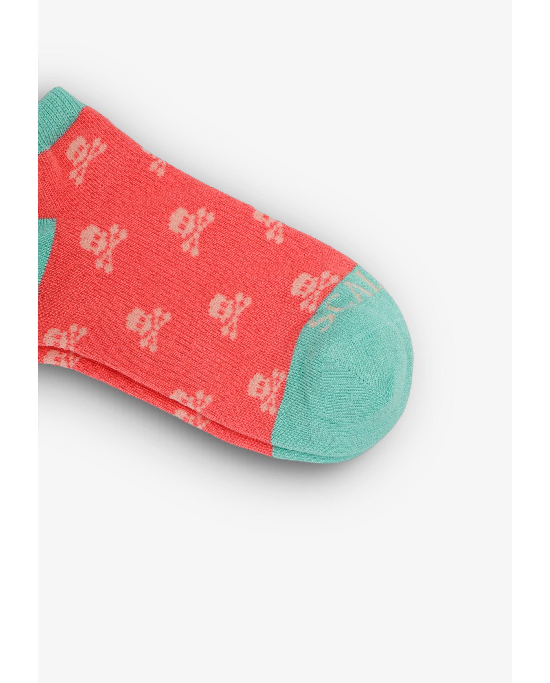 Meias Pelo Tornozelo Estampadas Scalpers Coral-2