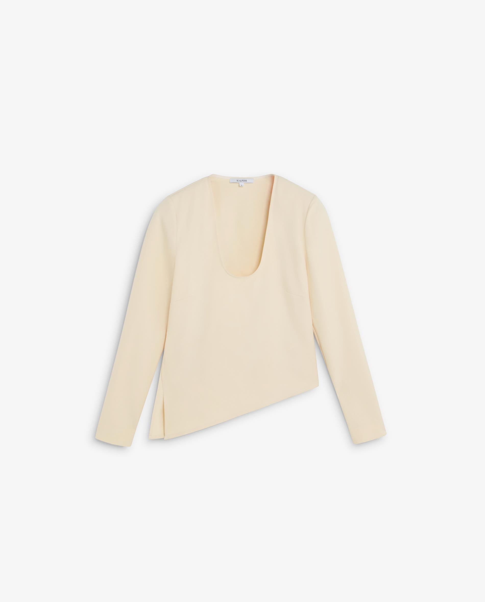 Top de Manga Comprida com Bainha Assimétrica Amarelo-4