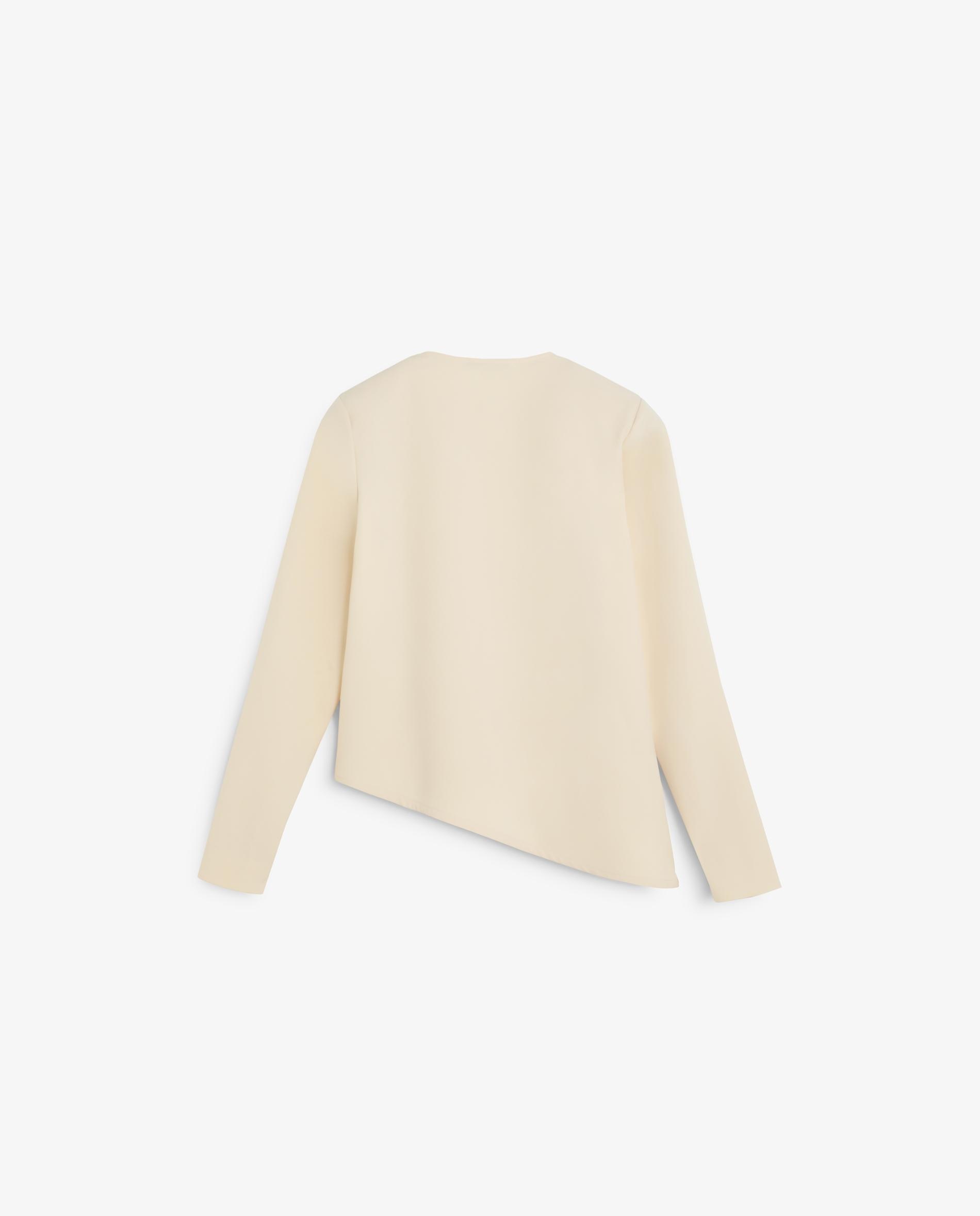 Top de Manga Comprida com Bainha Assimétrica Amarelo-5
