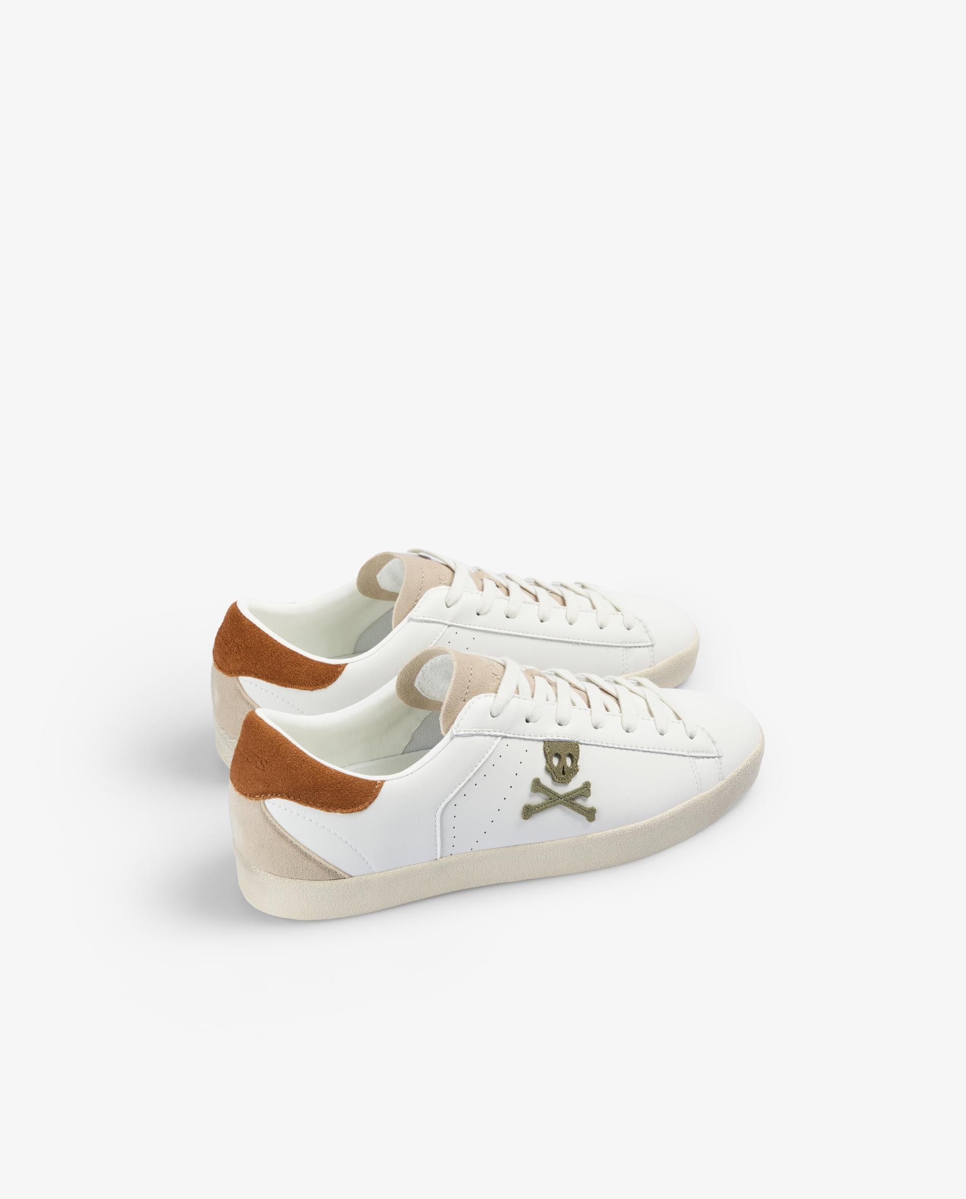 Desportivas de Pele com Atacadores e Detalhes em Contraste Laranja-vulcânico-3