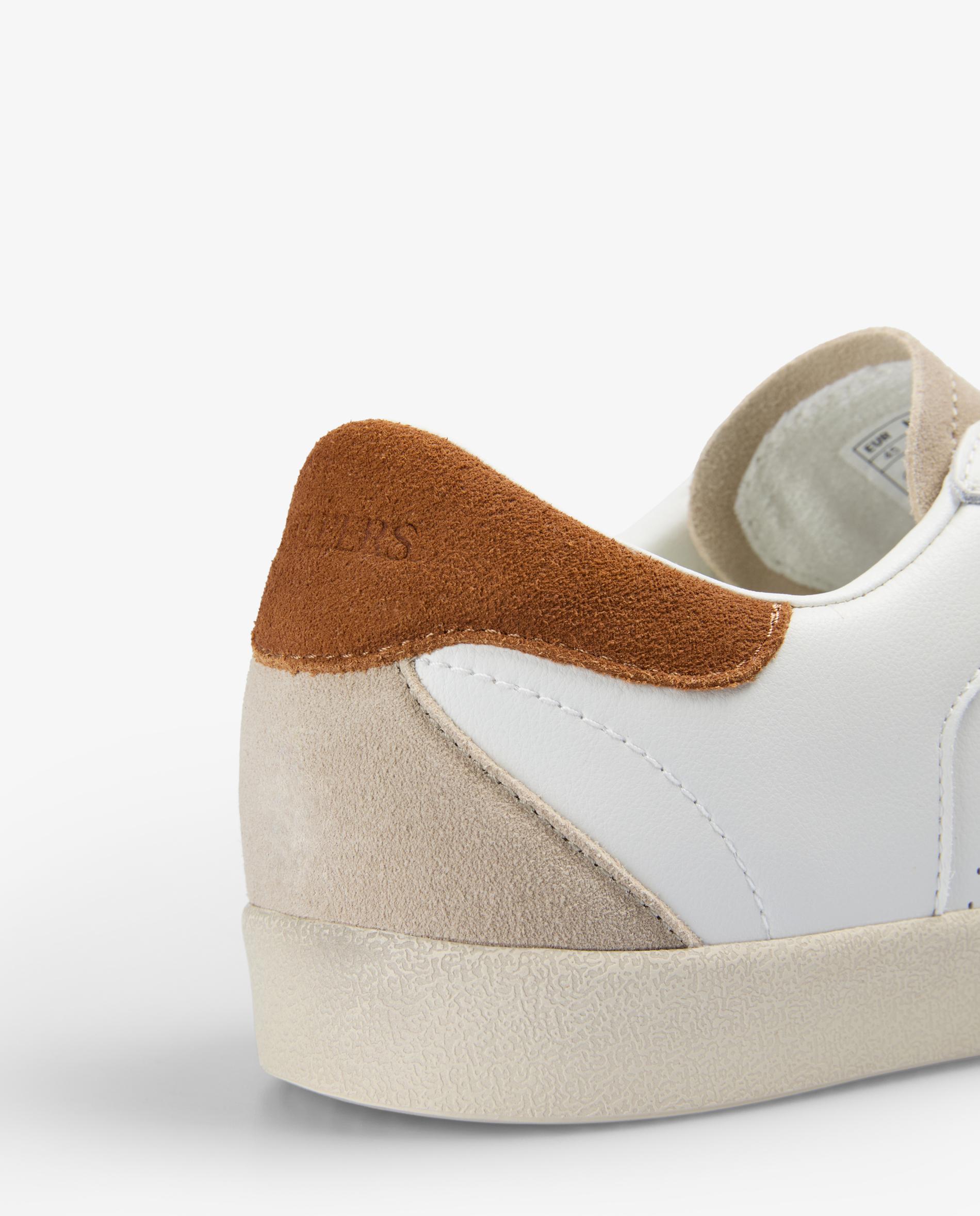 Desportivas de Pele com Atacadores e Detalhes em Contraste Laranja-vulcânico-7