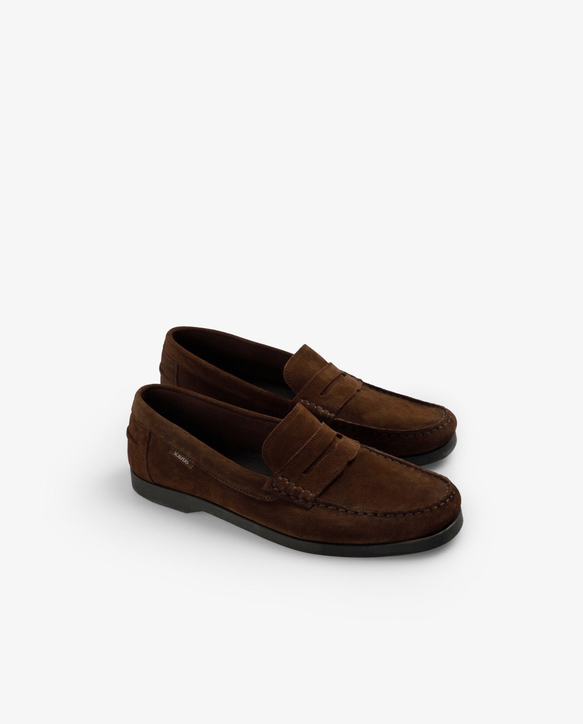 Mocassins em Camurça com Travessão Castanho-2