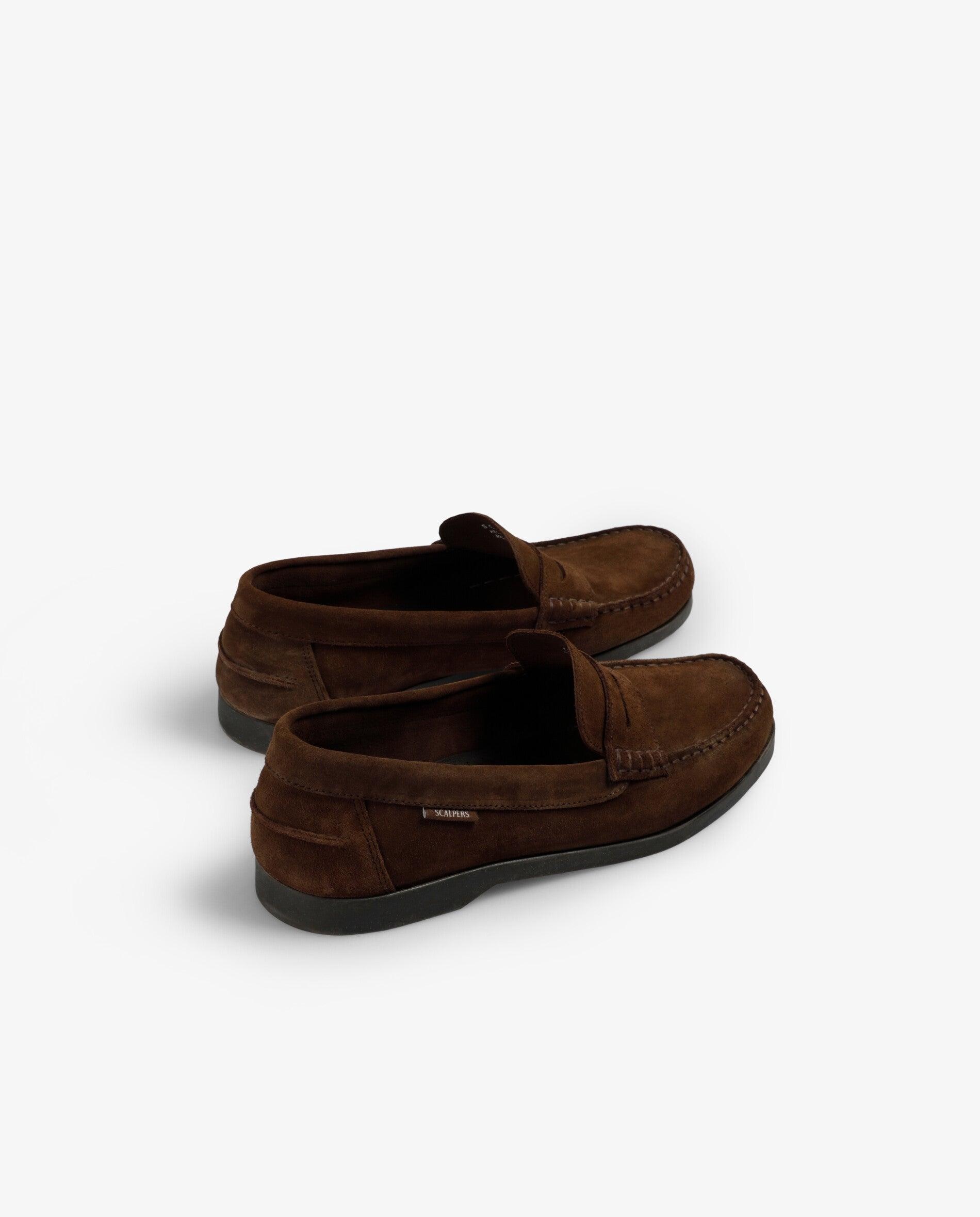 Mocassins em Camurça com Travessão Castanho-3