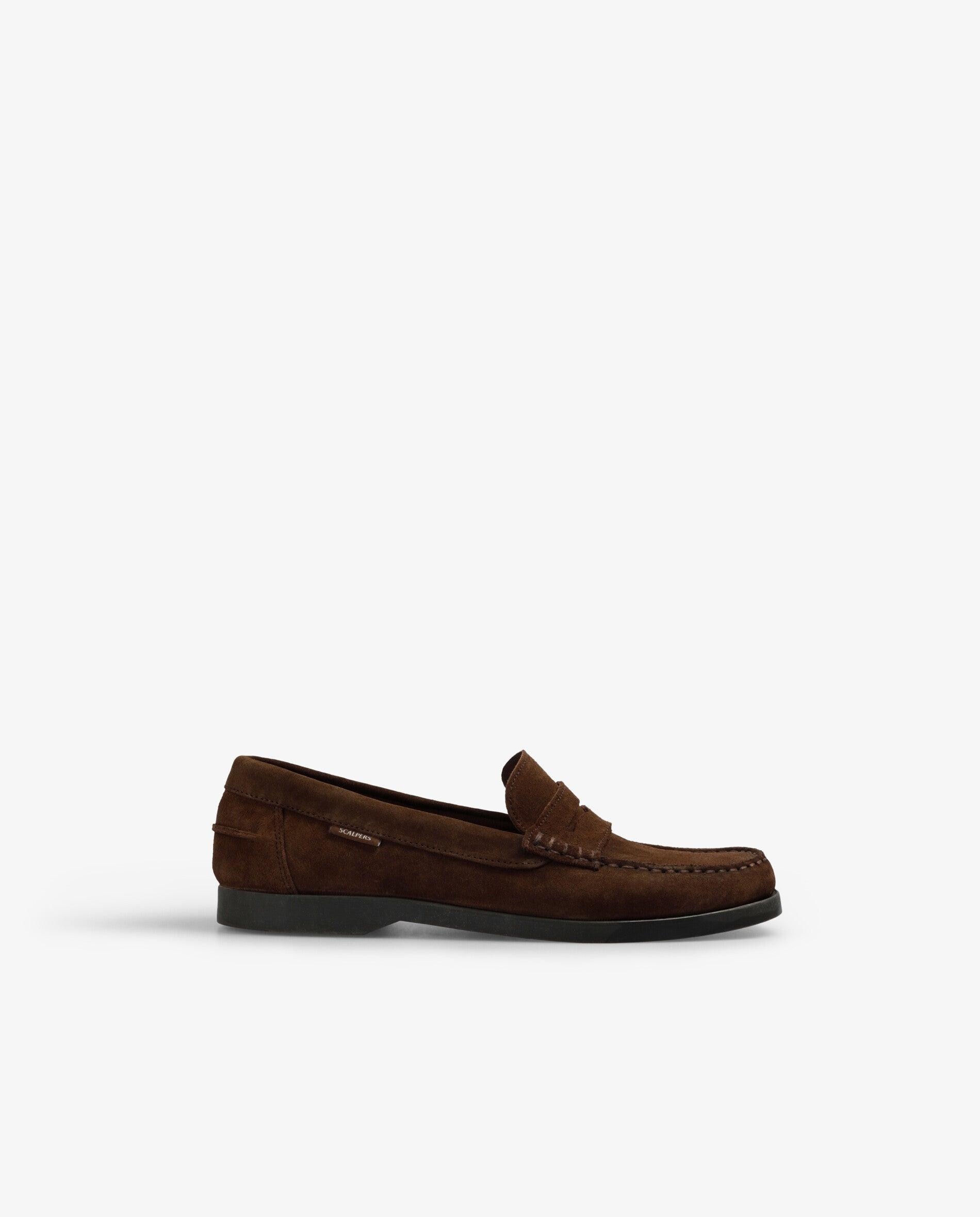 Mocassins em Camurça com Travessão Castanho-1