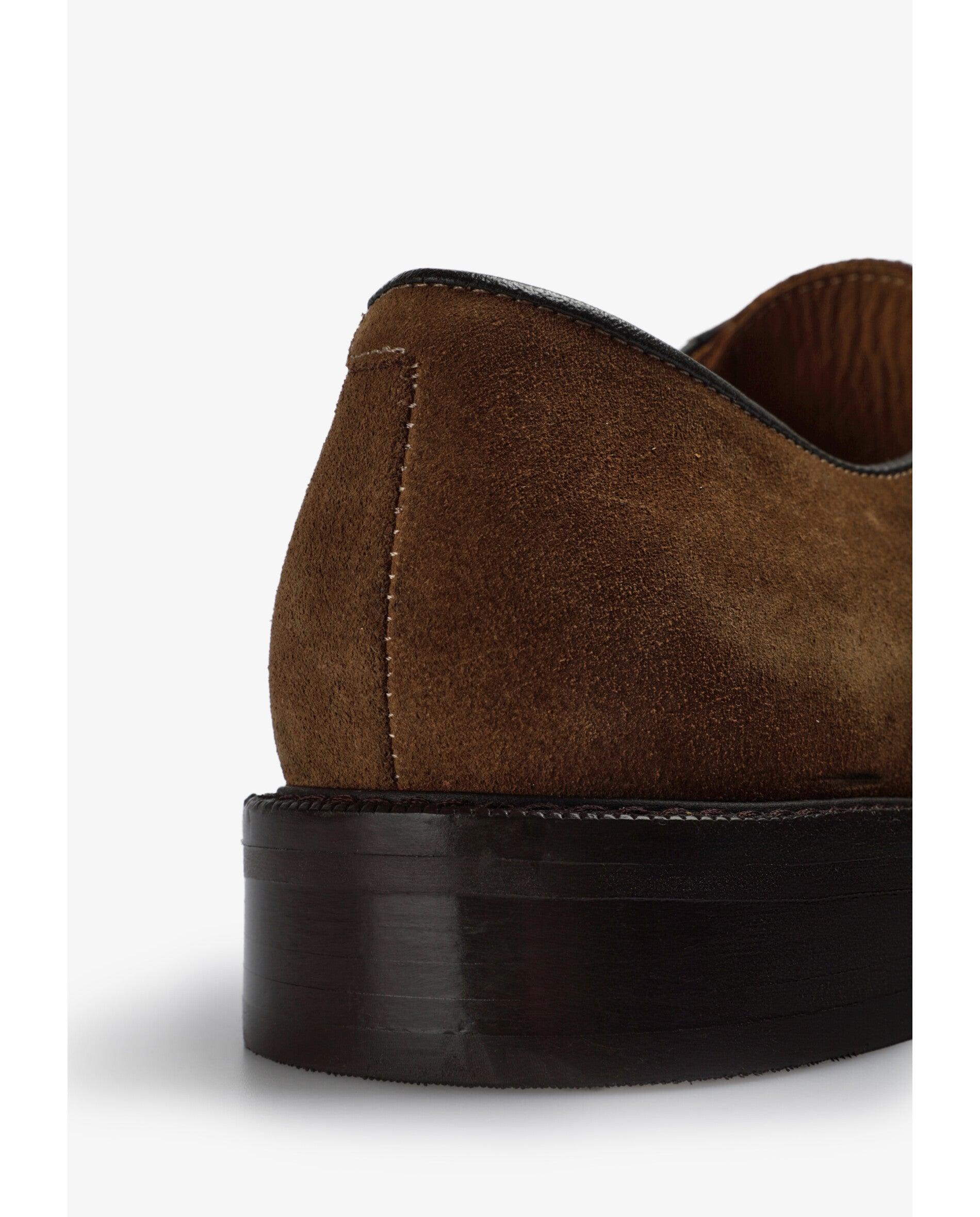 Sapatos de Cordões em Pez com Acabamento de Camurça Castanho-7