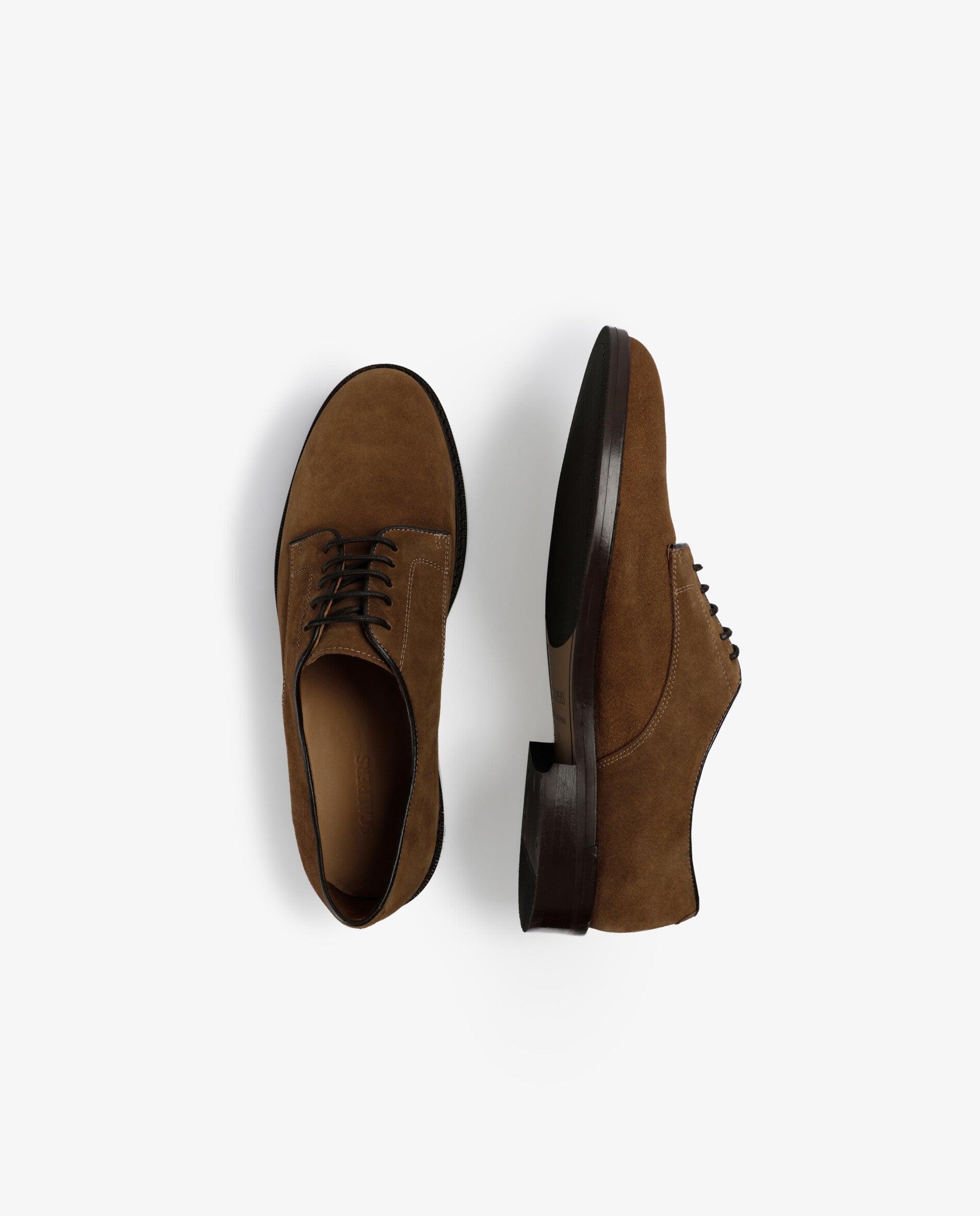 Sapatos de Cordões em Pez com Acabamento de Camurça Castanho-8