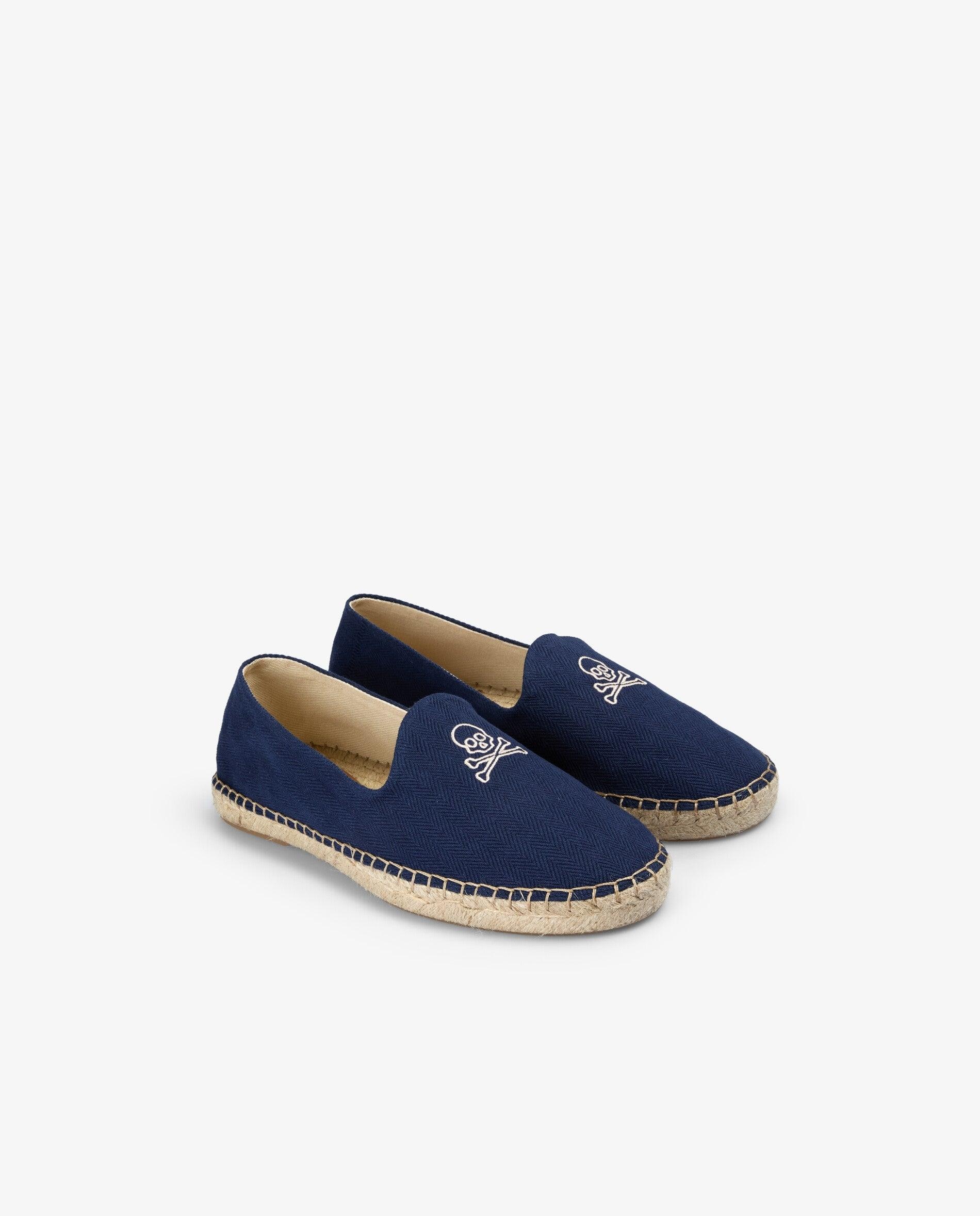 Alpercatas de Algodão com Caveira Bordada em Contraste Navy-2