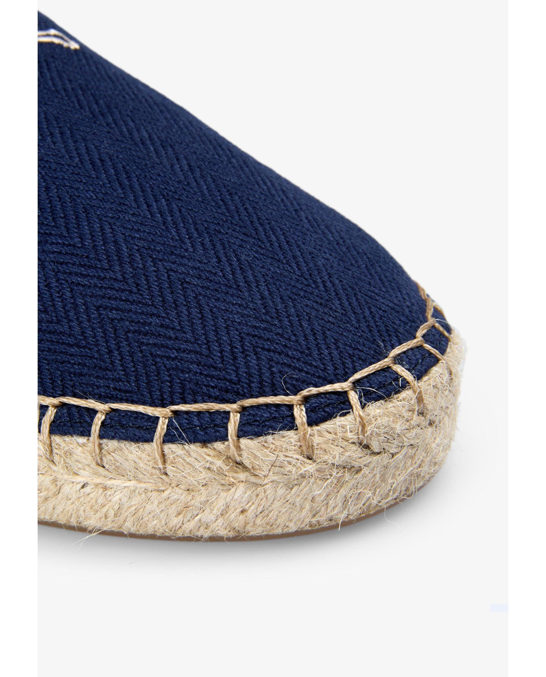 Alpercatas de Algodão com Caveira Bordada em Contraste Navy-4