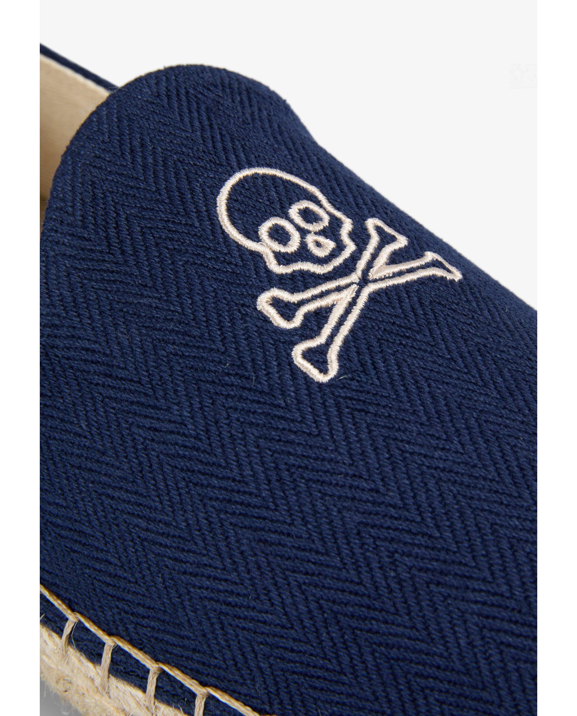 Alpercatas de Algodão com Caveira Bordada em Contraste Navy-5