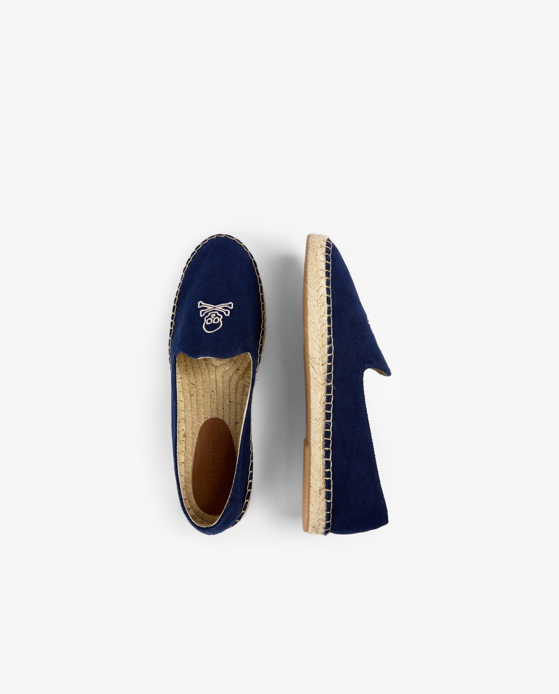 Alpercatas de Algodão com Caveira Bordada em Contraste Navy-8