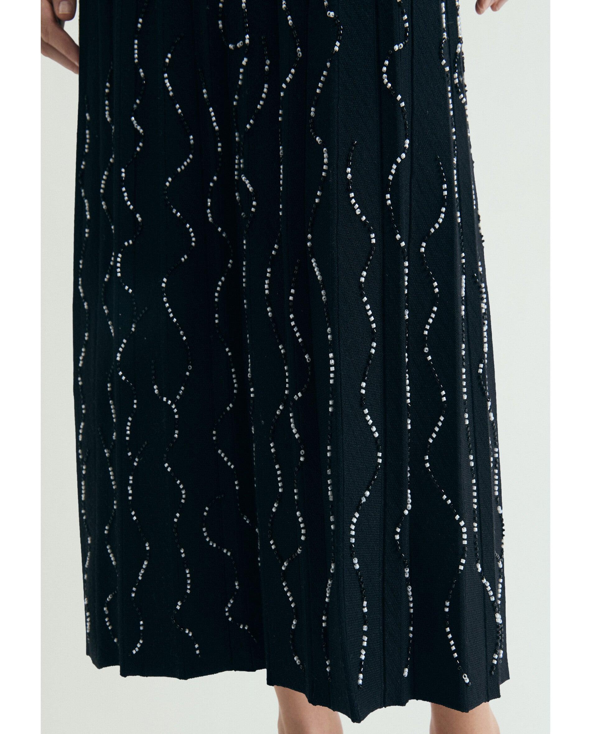 Saia de Malha Midi com Cintura Elástica Preto-4